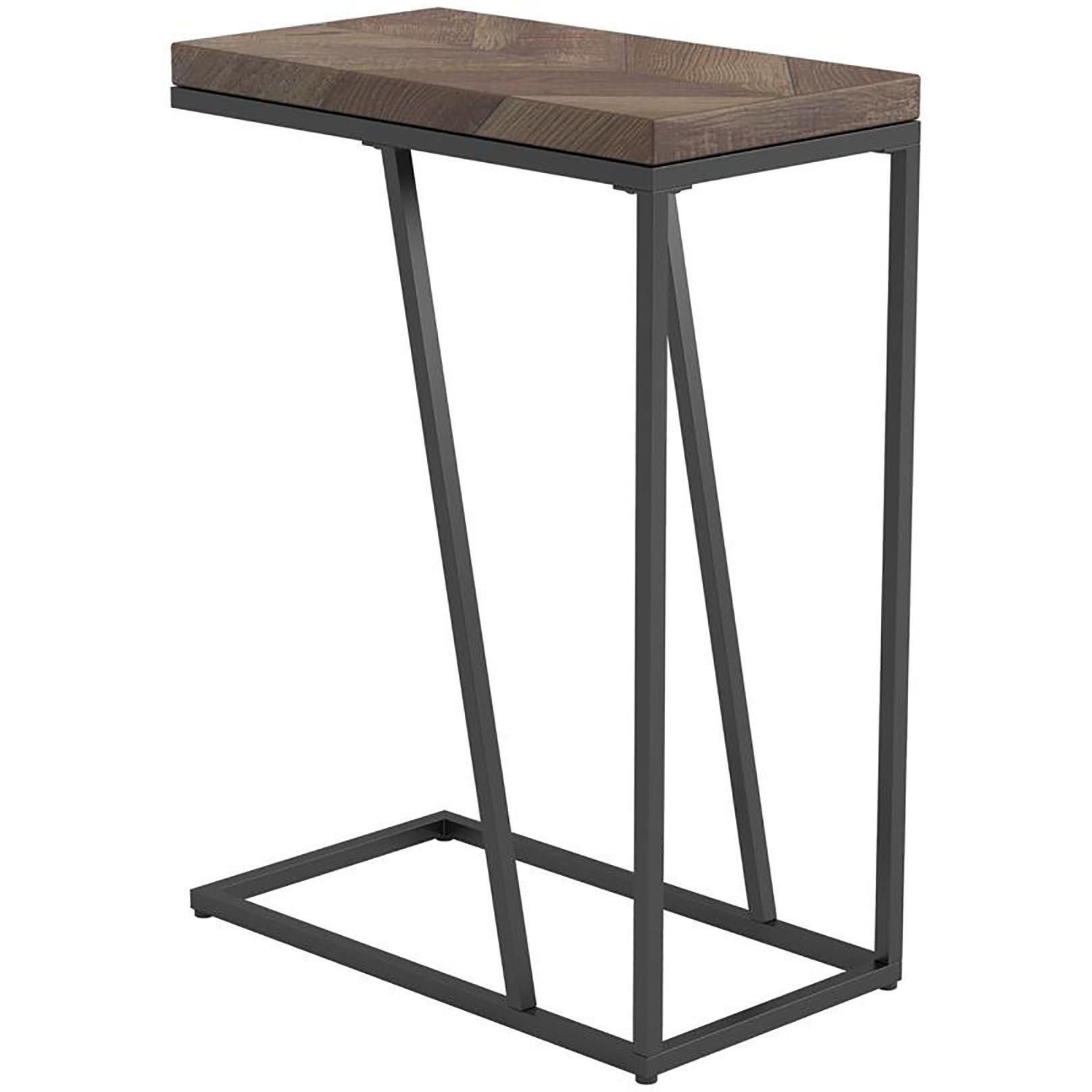 Rustic Tobacco Herringbone And Sandy Black Accent Table