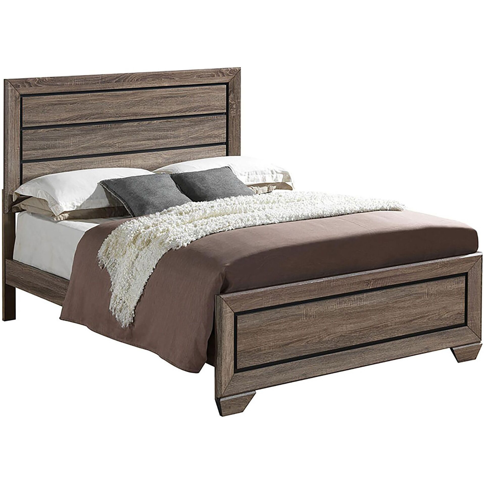 Washed Taupe Queen Panel Bed