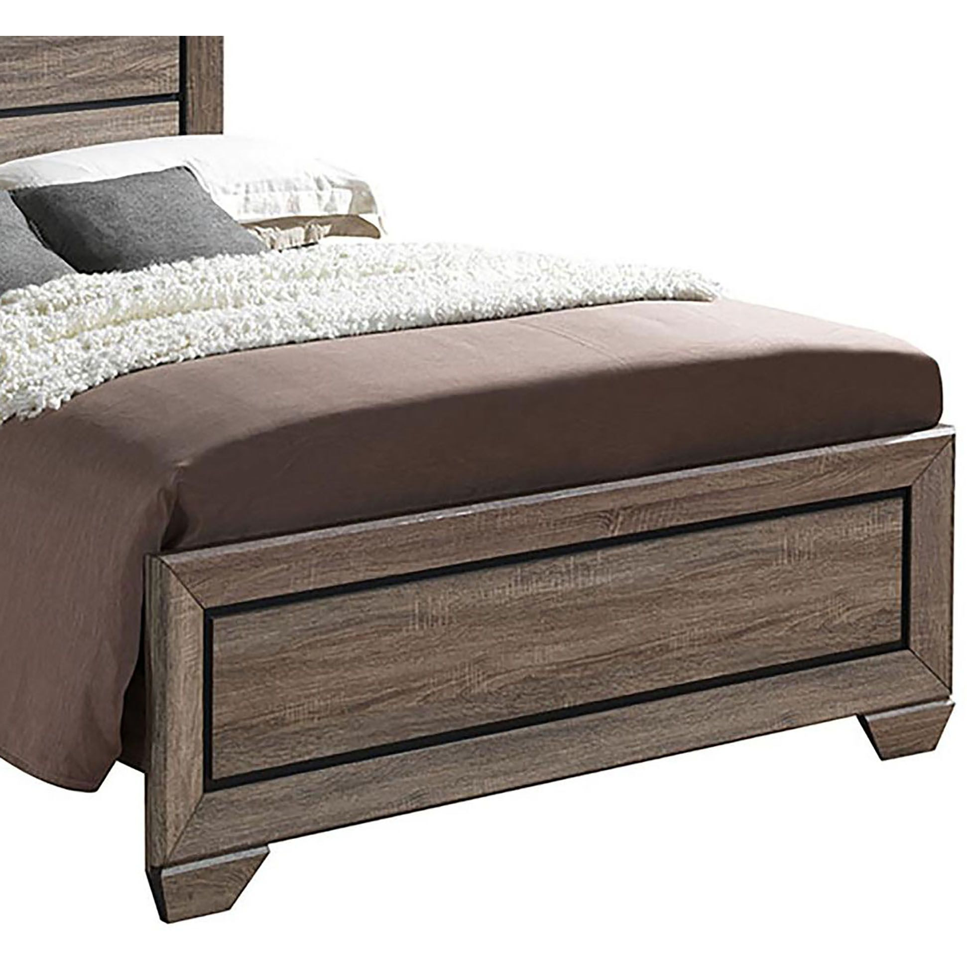 Washed Taupe Queen Panel Bed