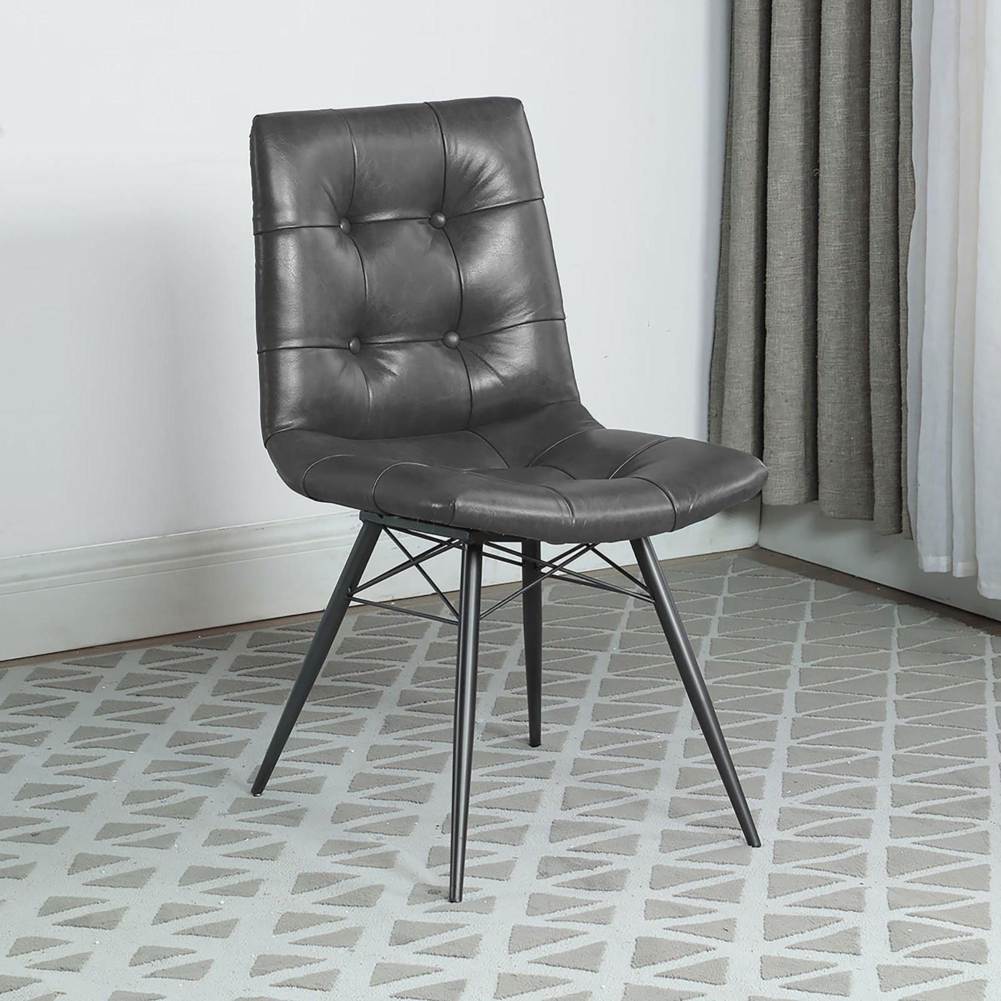 Charcoal And Gunmetal Tufted Back Dining Chairs (Set Of 4)