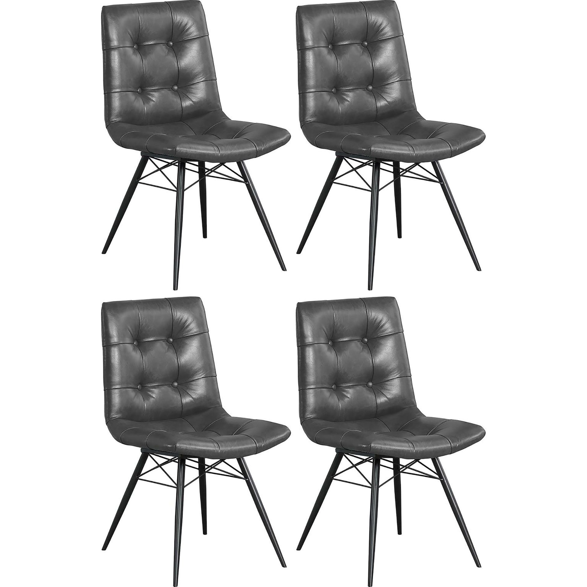 Charcoal And Gunmetal Tufted Back Dining Chairs (Set Of 4)