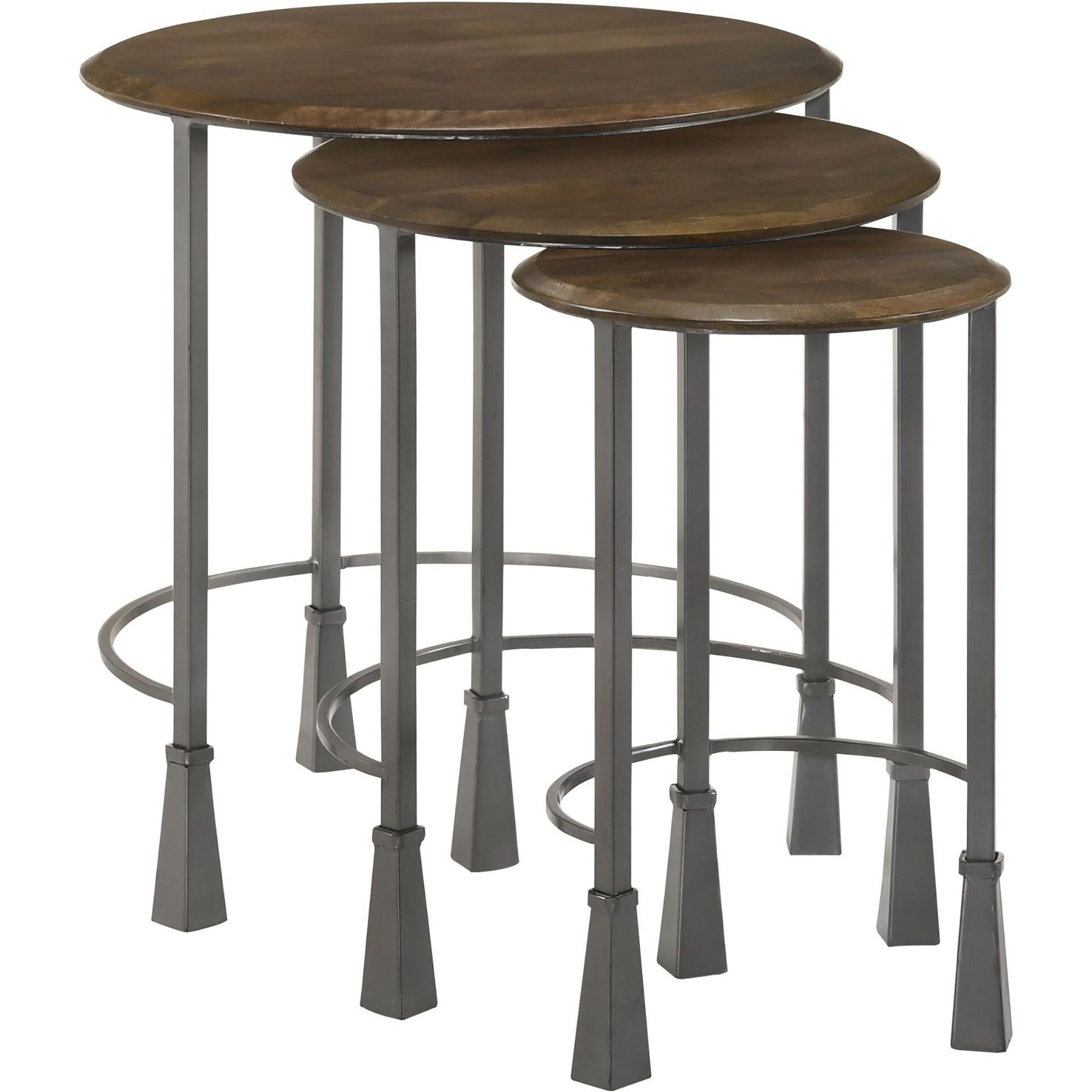 Natural And Gunmetal 3-Piece Nesting Table