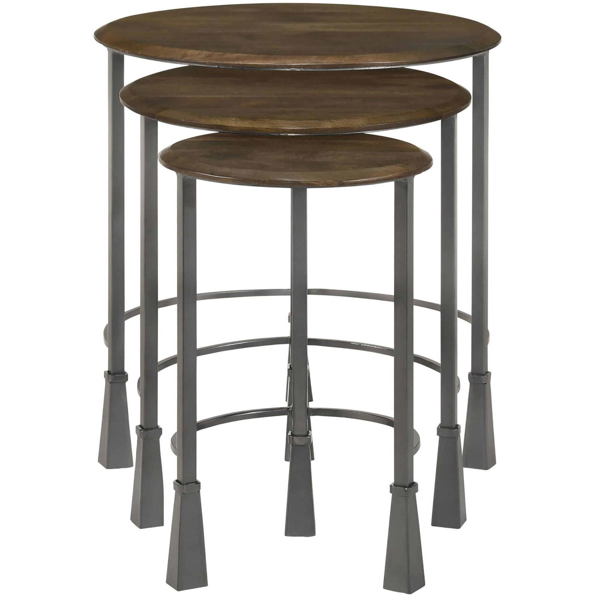 Natural And Gunmetal 3-Piece Nesting Table