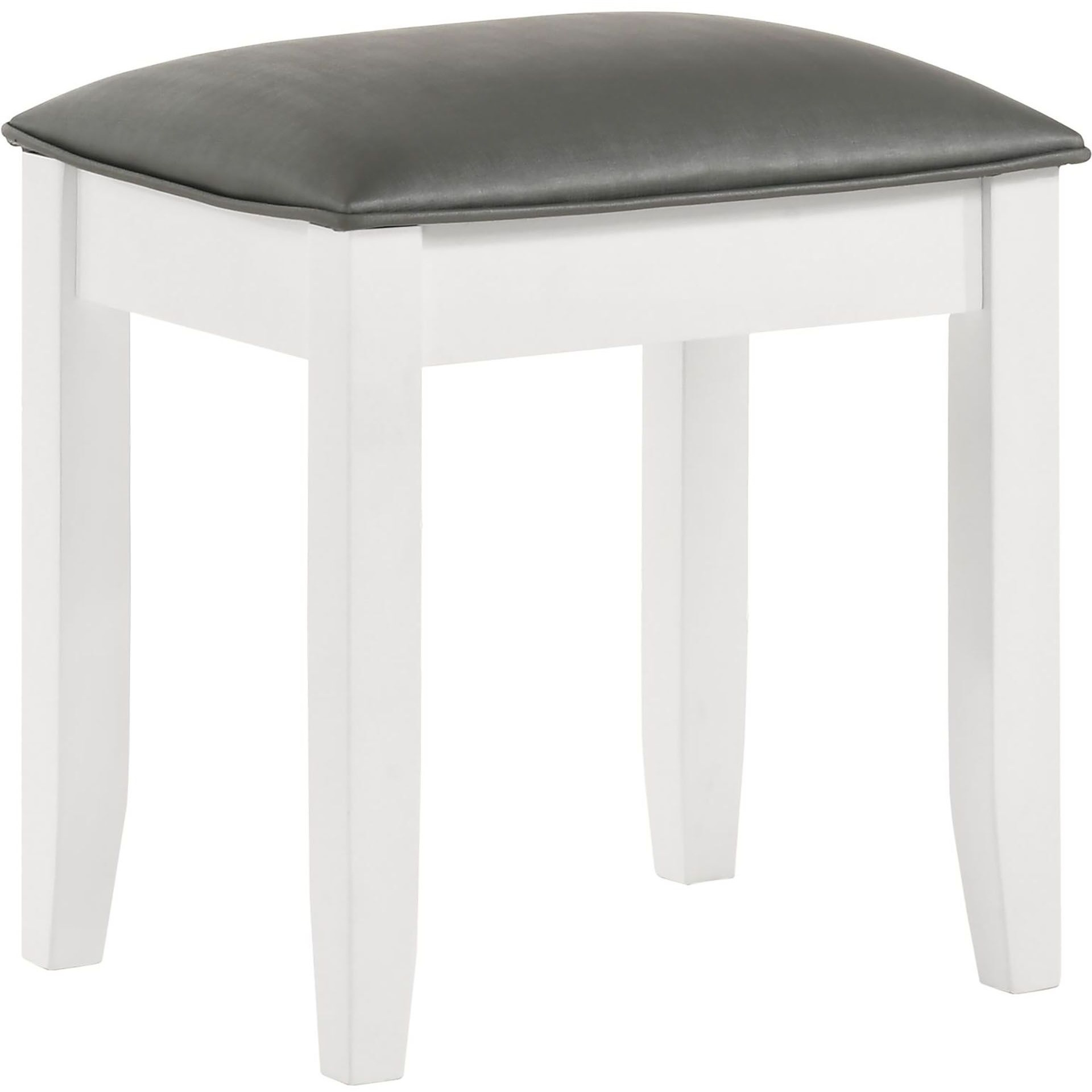 White Vanity Stool With Padded Seat