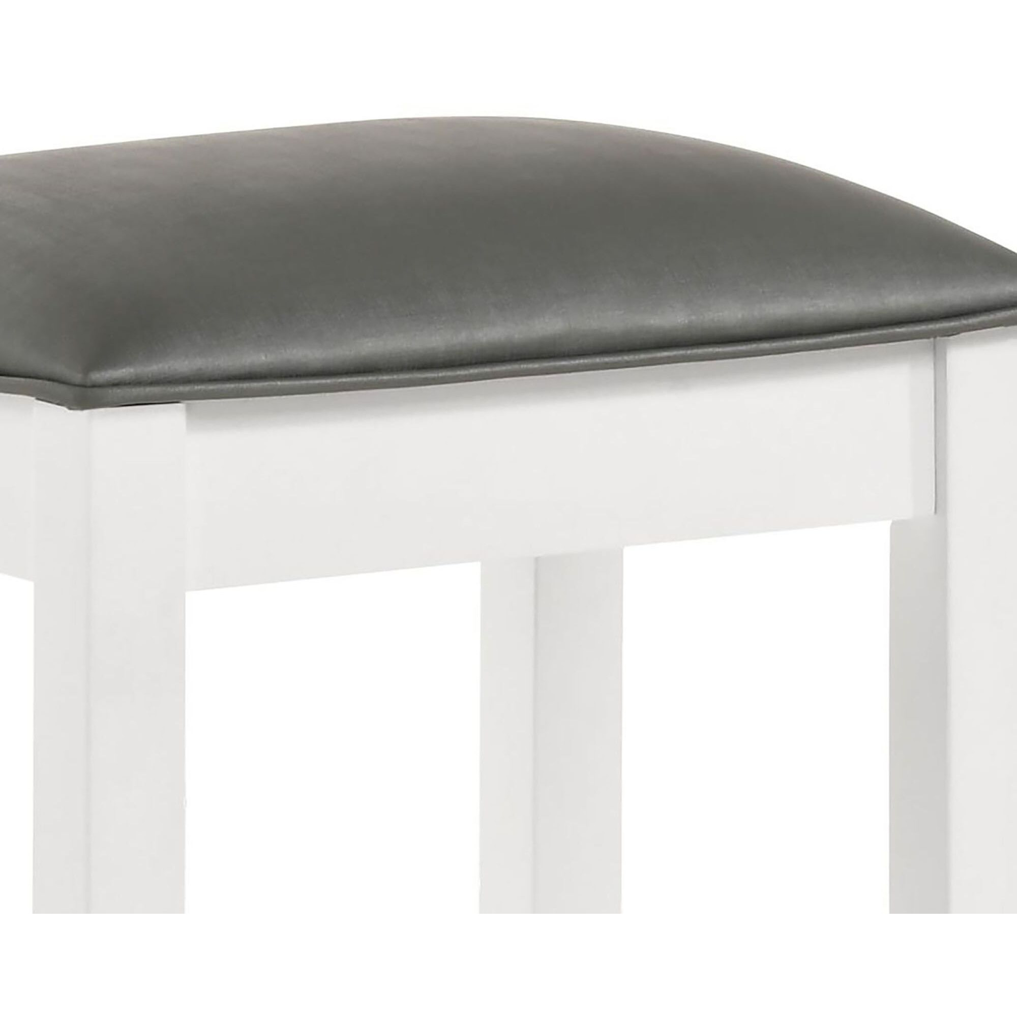 White Vanity Stool With Padded Seat