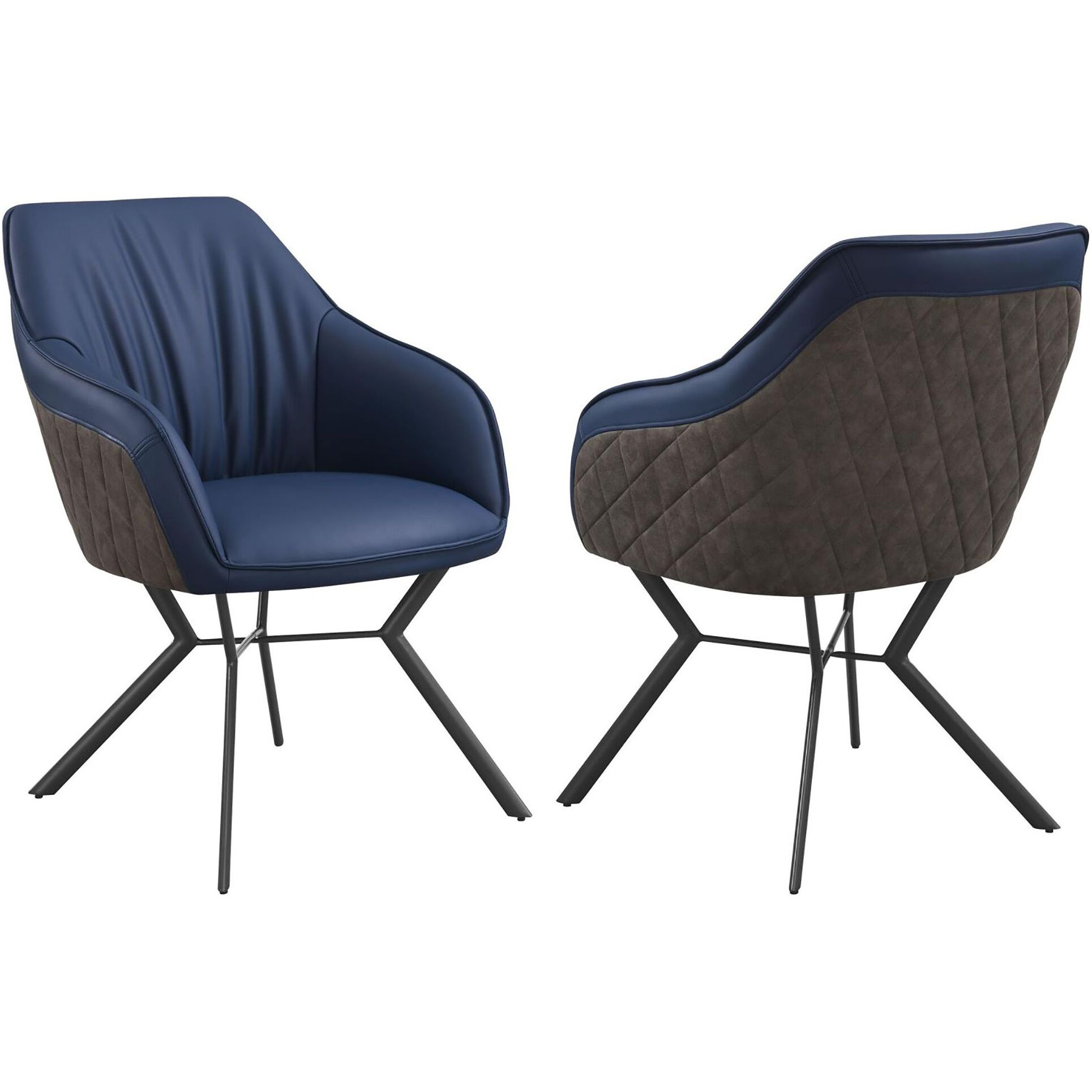 Blue And Gunmetal Upholstered Dining Chairs (Set Of 2)