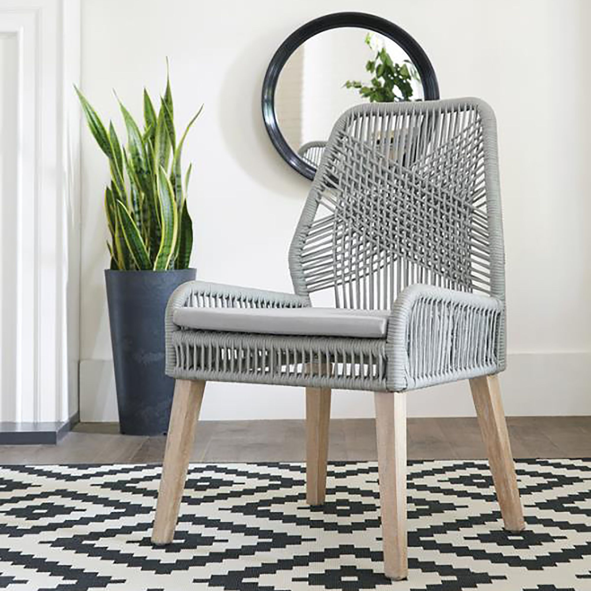 Grey And Weathered Wash Woven Back Side Chairs (Set Of 2)