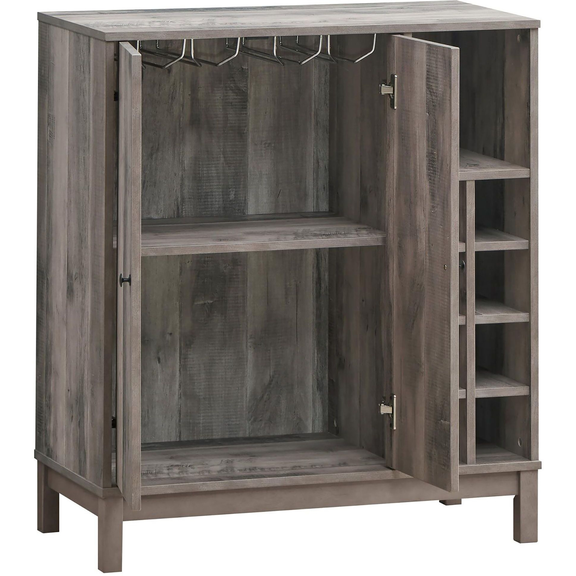 Weathered Acacia Wine Cabinet With 2 Doors