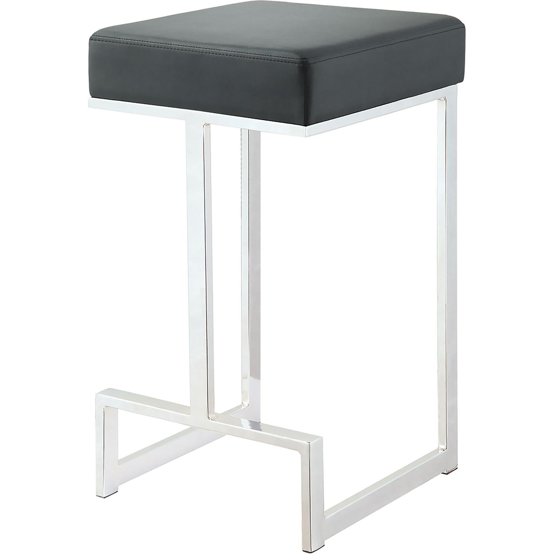 Black And Chrome Upholstered Counter Height Stool