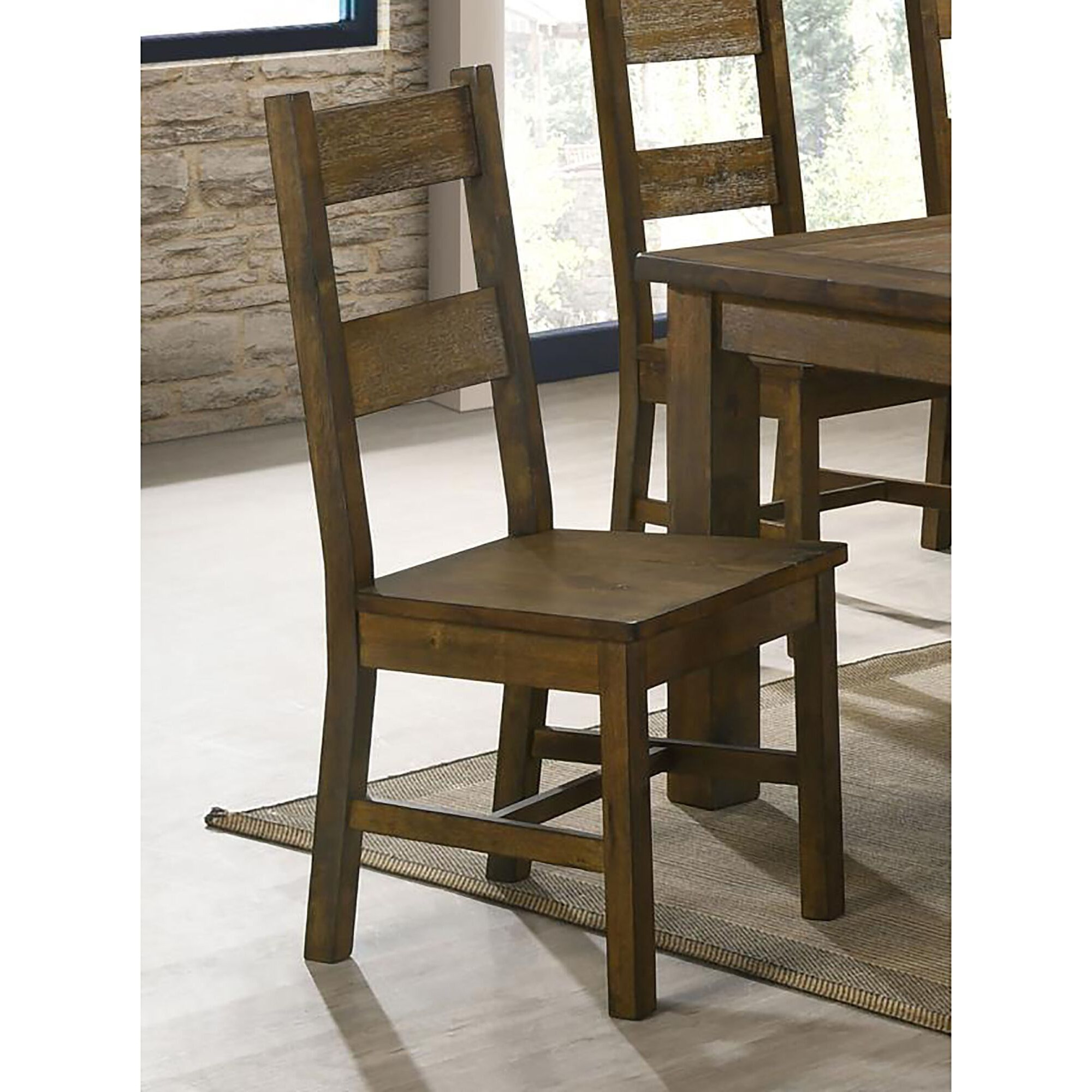 Rustic Golden Brown Ladder Back Dining Chairs (Set Of 2)