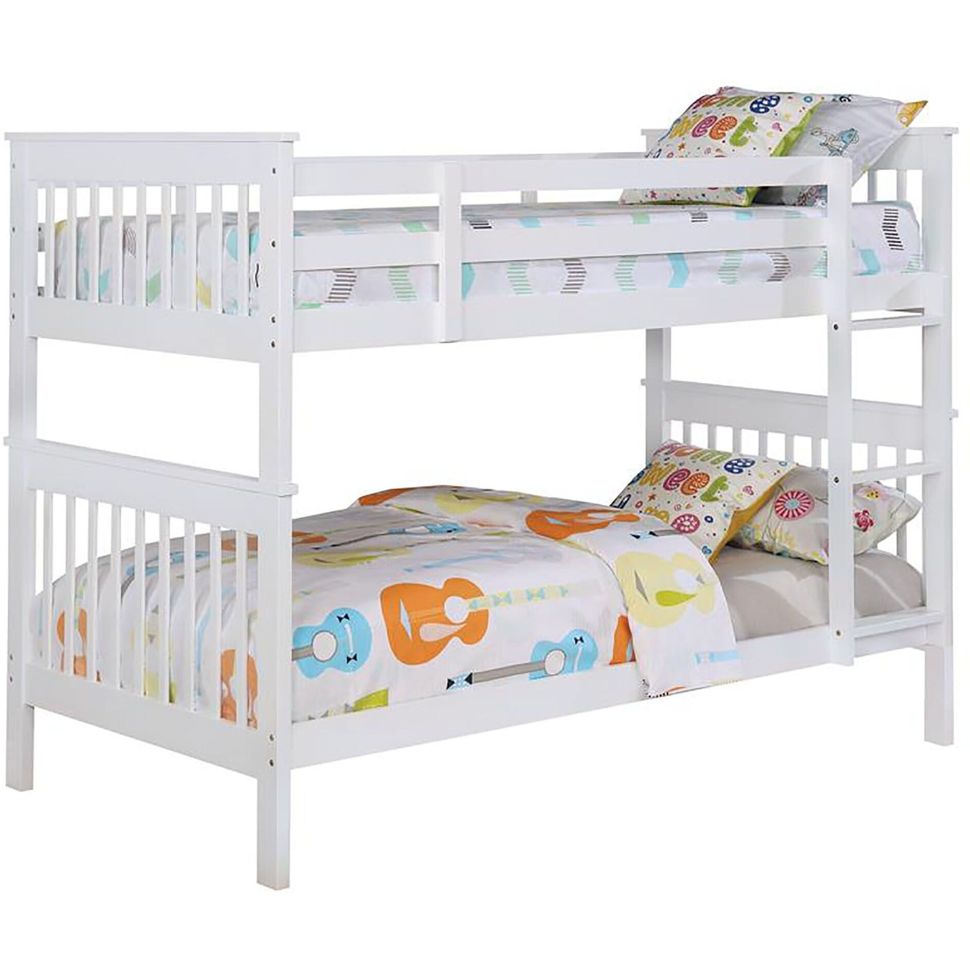 White Slatted Headboard Twin/Twin Bunk Bed