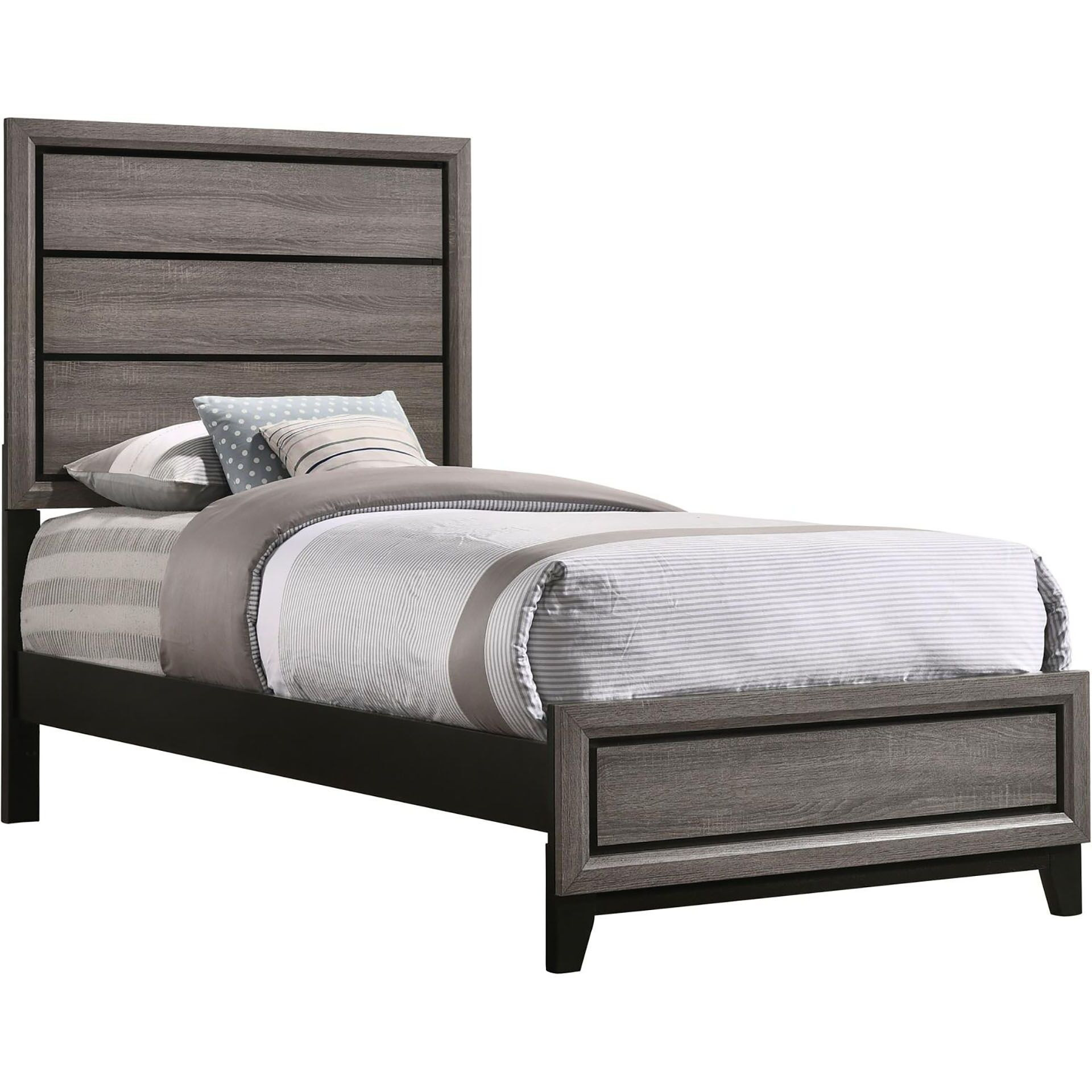 Grey Oak Twin Panel Bed