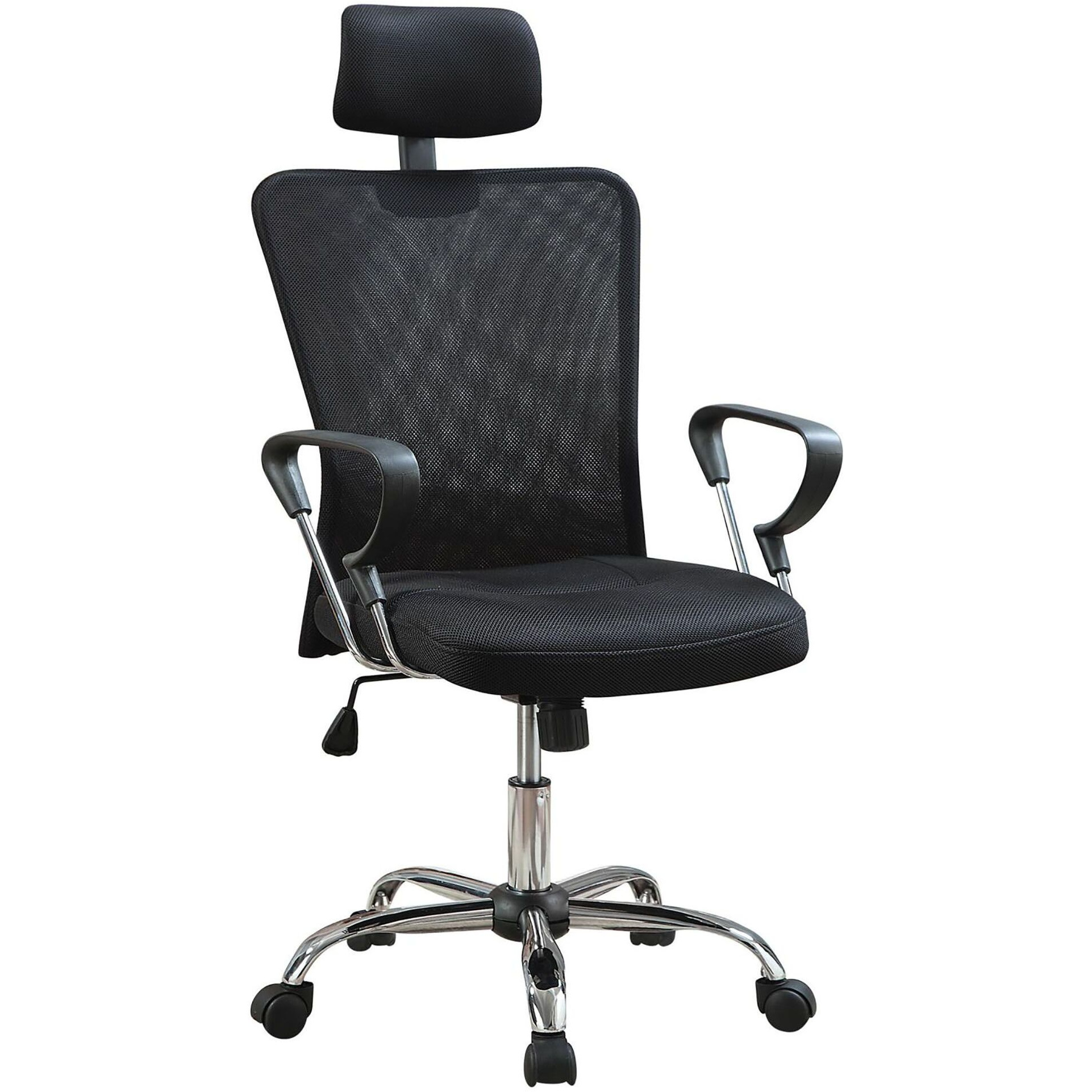 Black And Chrome Height Adjustable Office Chair With Casters