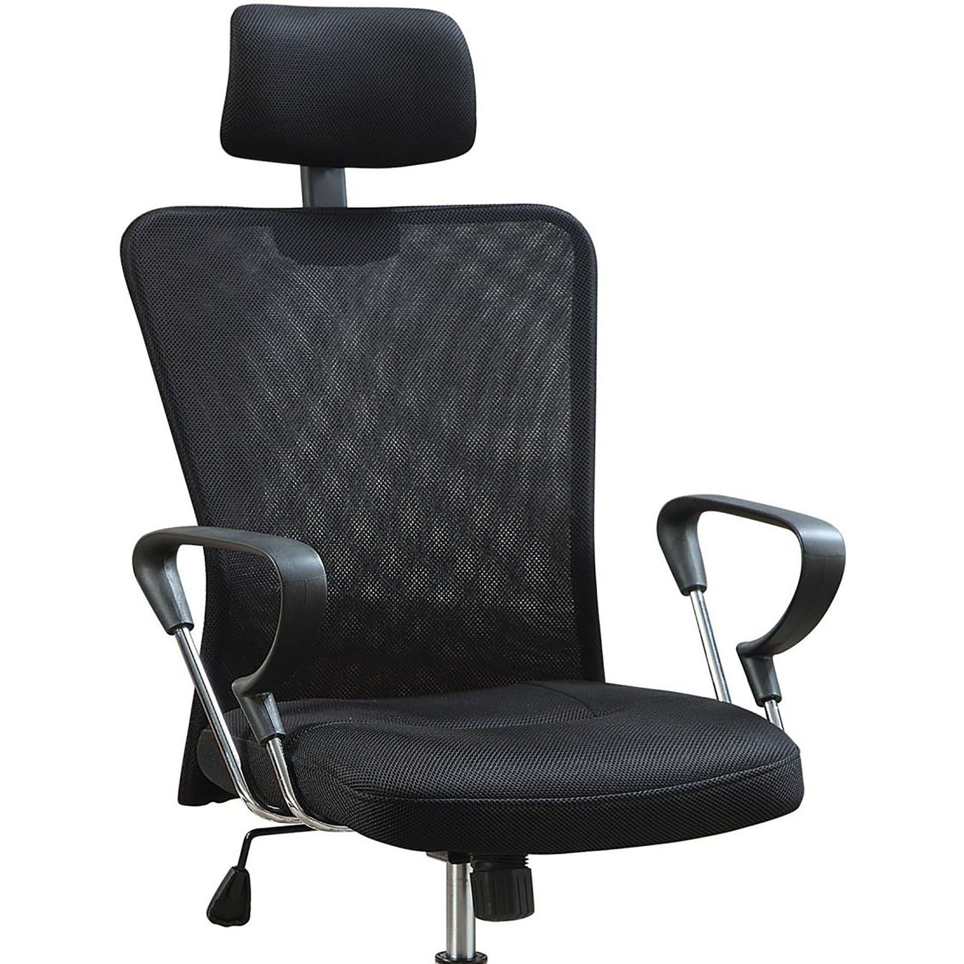 Black And Chrome Height Adjustable Office Chair With Casters