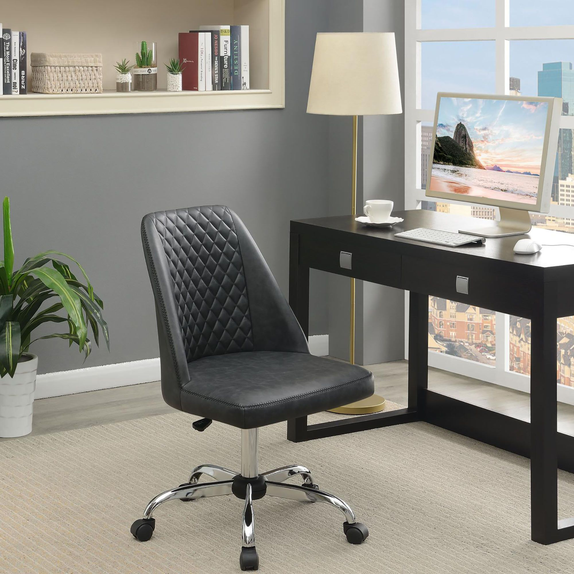 Grey And Chrome Adjustable Desk Chair