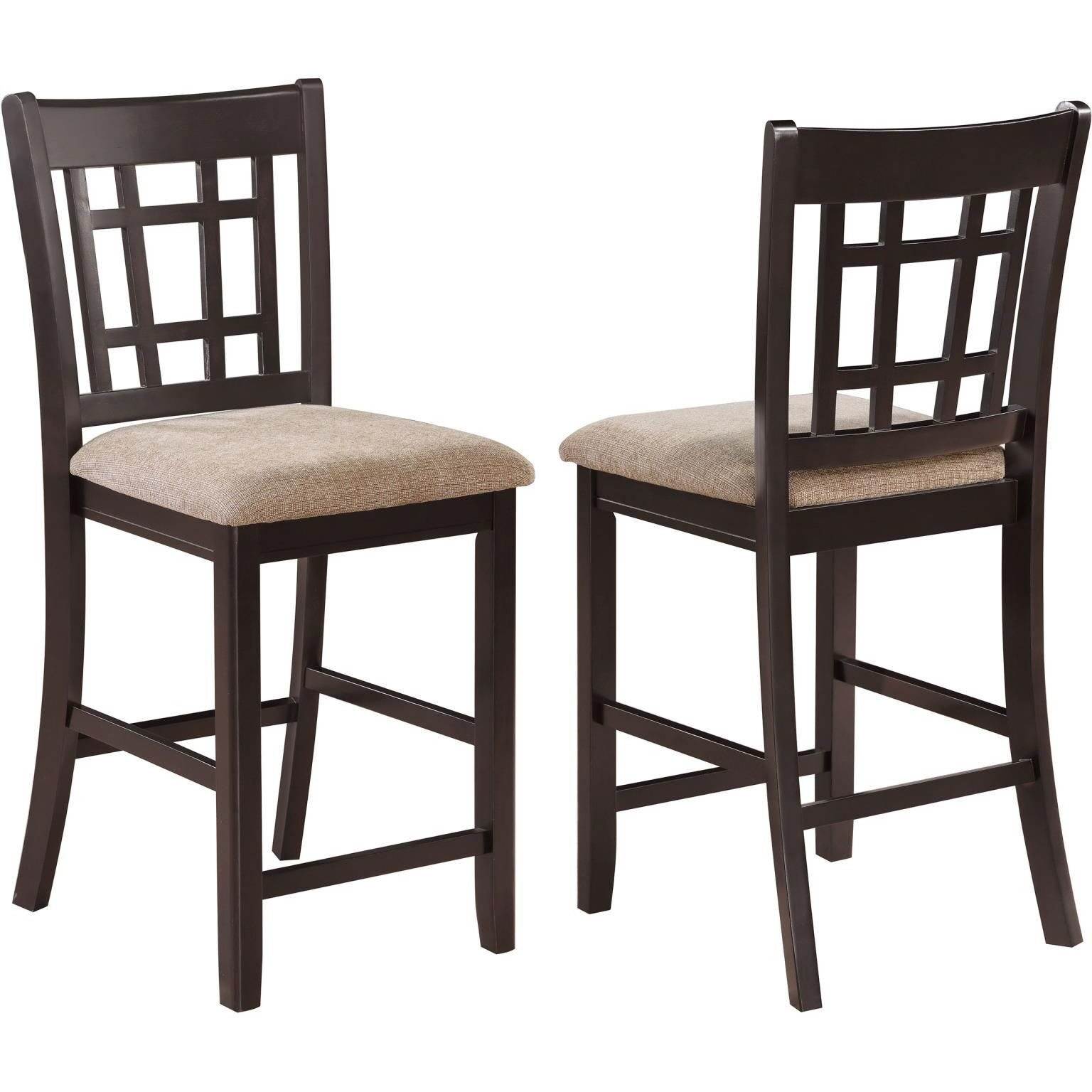 Tan And Espresso Lattice Back Counter Height Stools (Set Of 2)