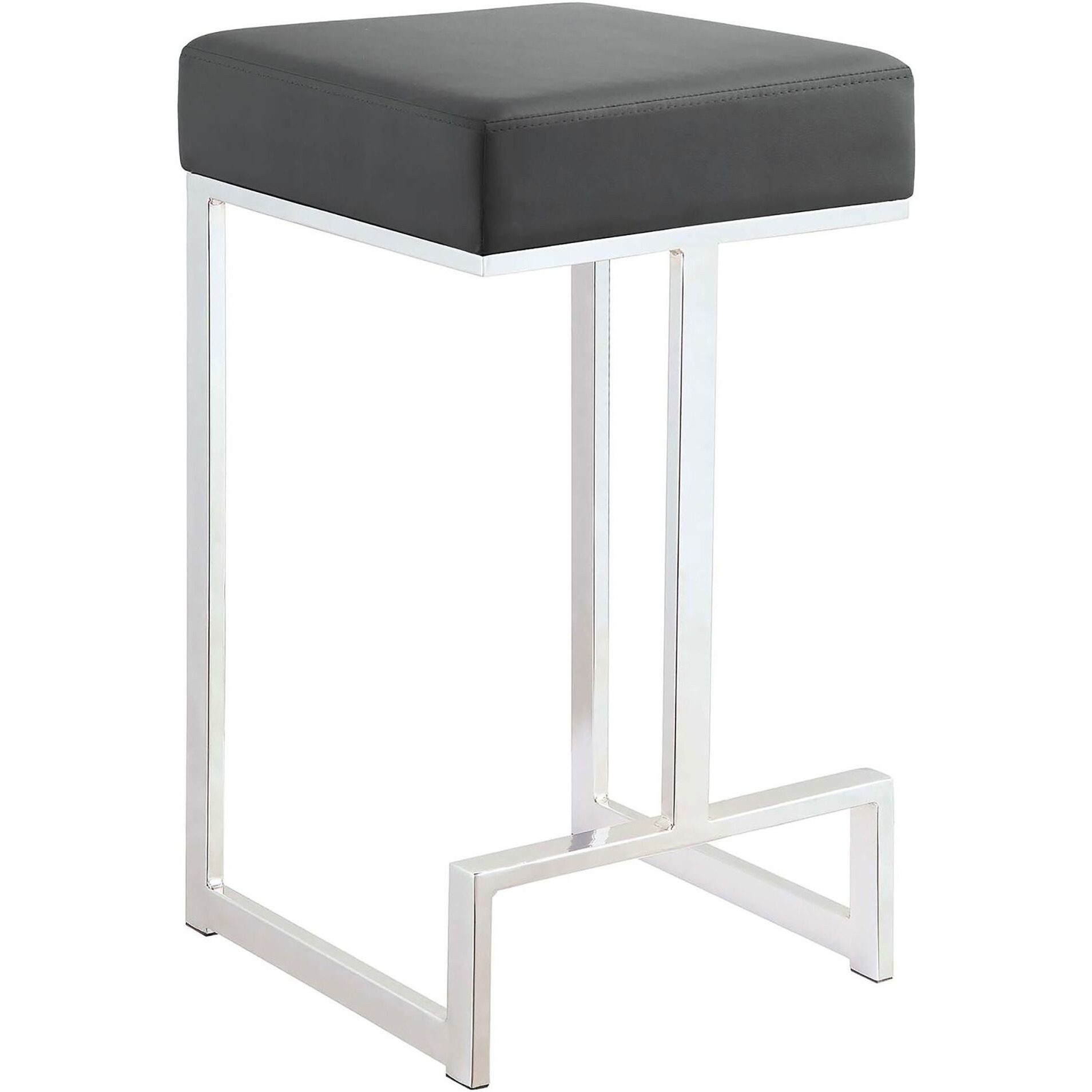 Grey And Chrome Upholstered Counter Height Stool