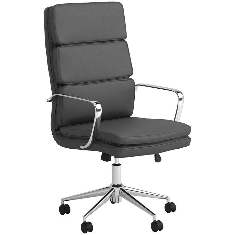 Grey And Chrome Upholstered Office Chair With Casters