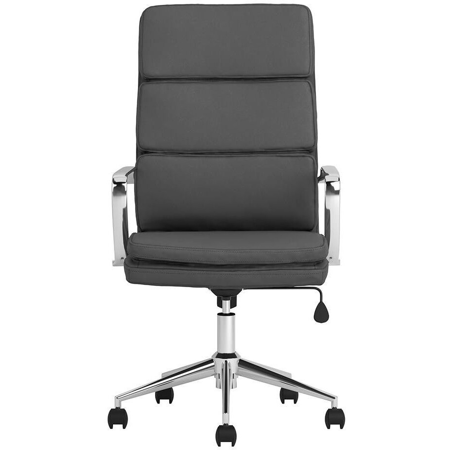 Grey And Chrome Upholstered Office Chair With Casters