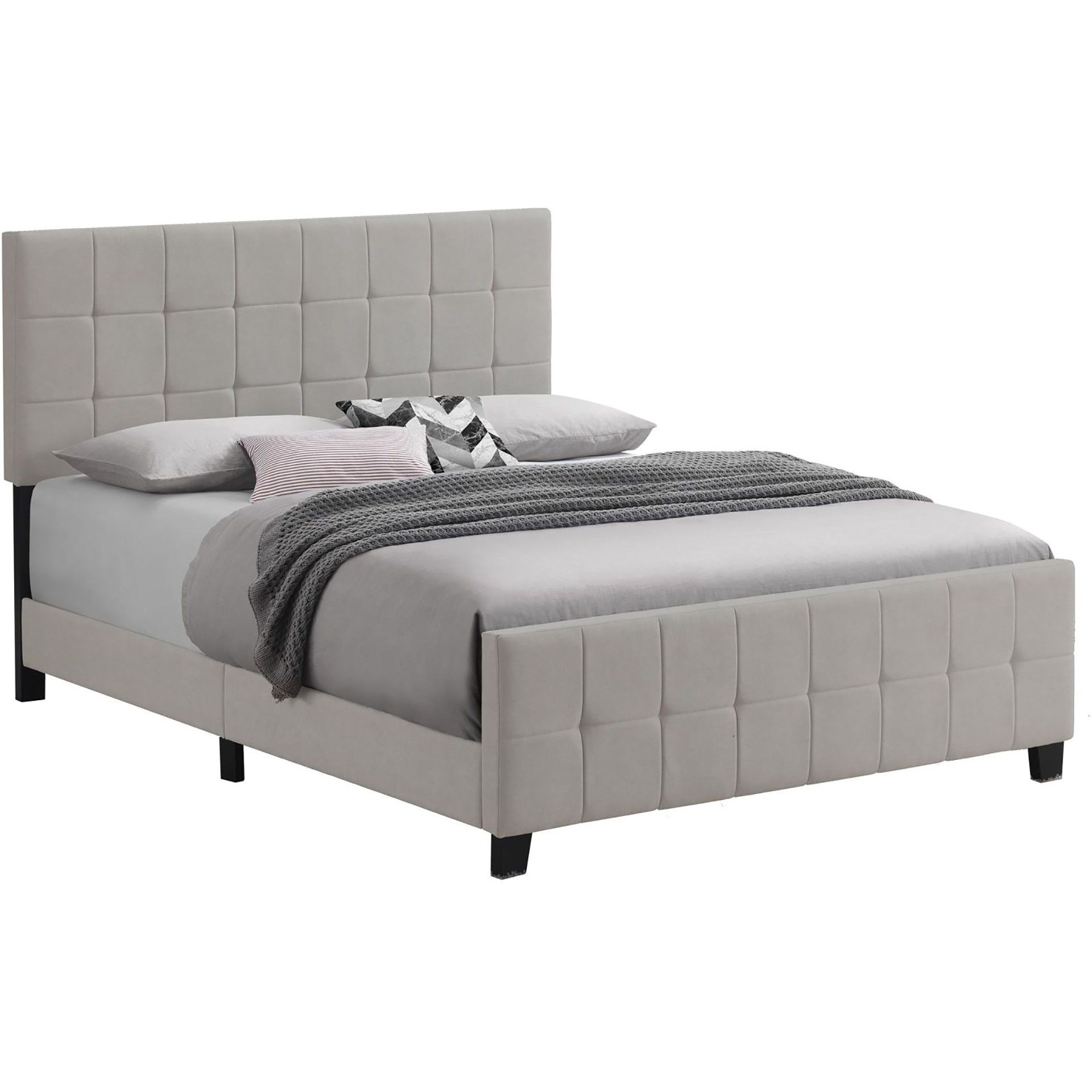 Beige Tufted Upholstered Queen Panel Bed