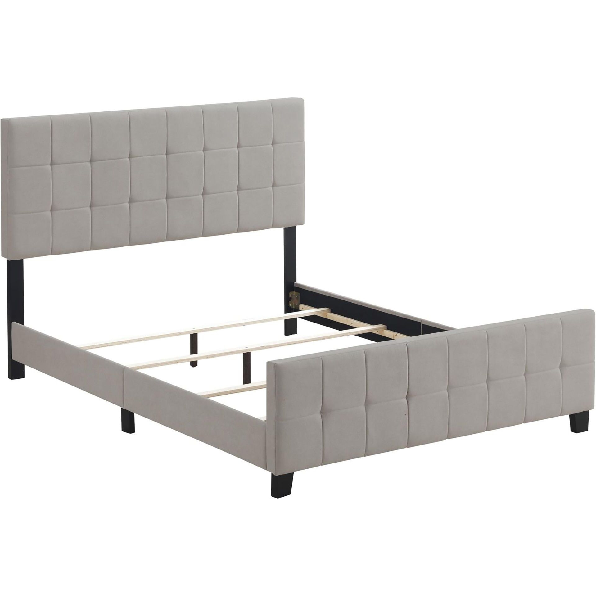 Beige Tufted Upholstered Queen Panel Bed