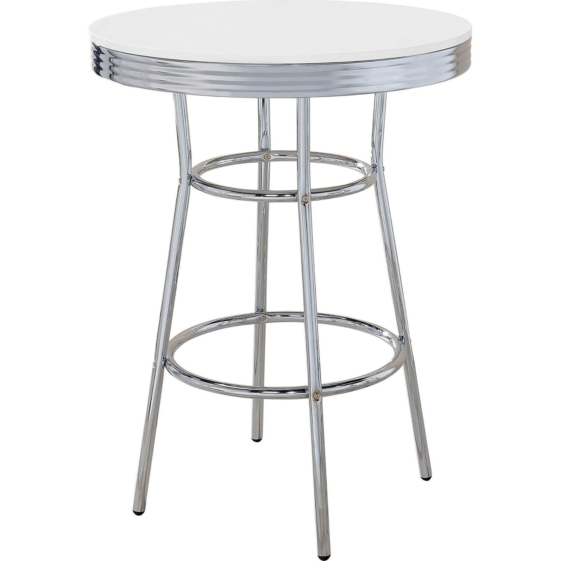 Werner Glossy White And Chrome Round Bar Table