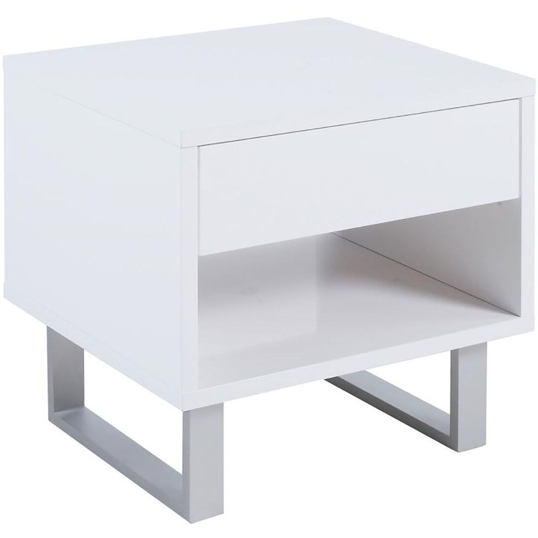 High Glossy White 1-Drawer End Table