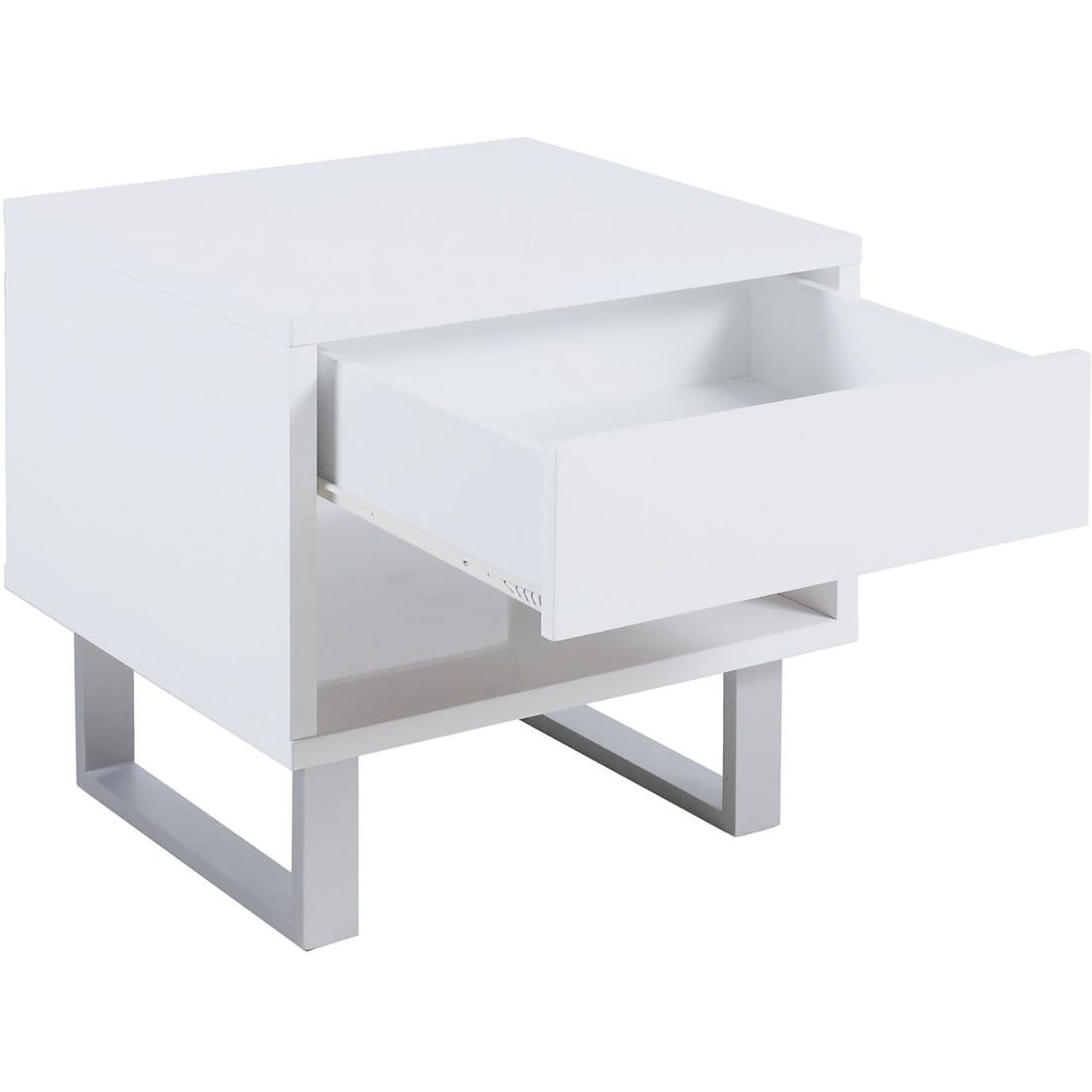 High Glossy White 1-Drawer End Table