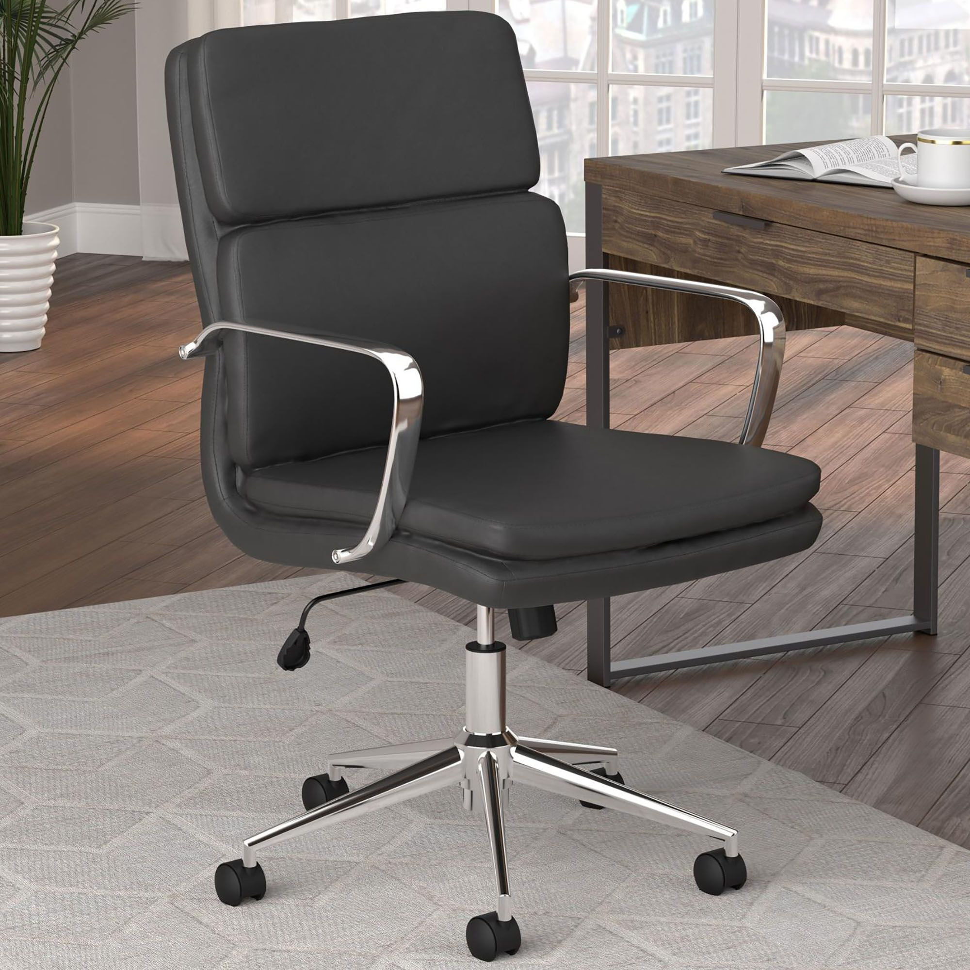 Black Height Adjustable Rolling Office Chair