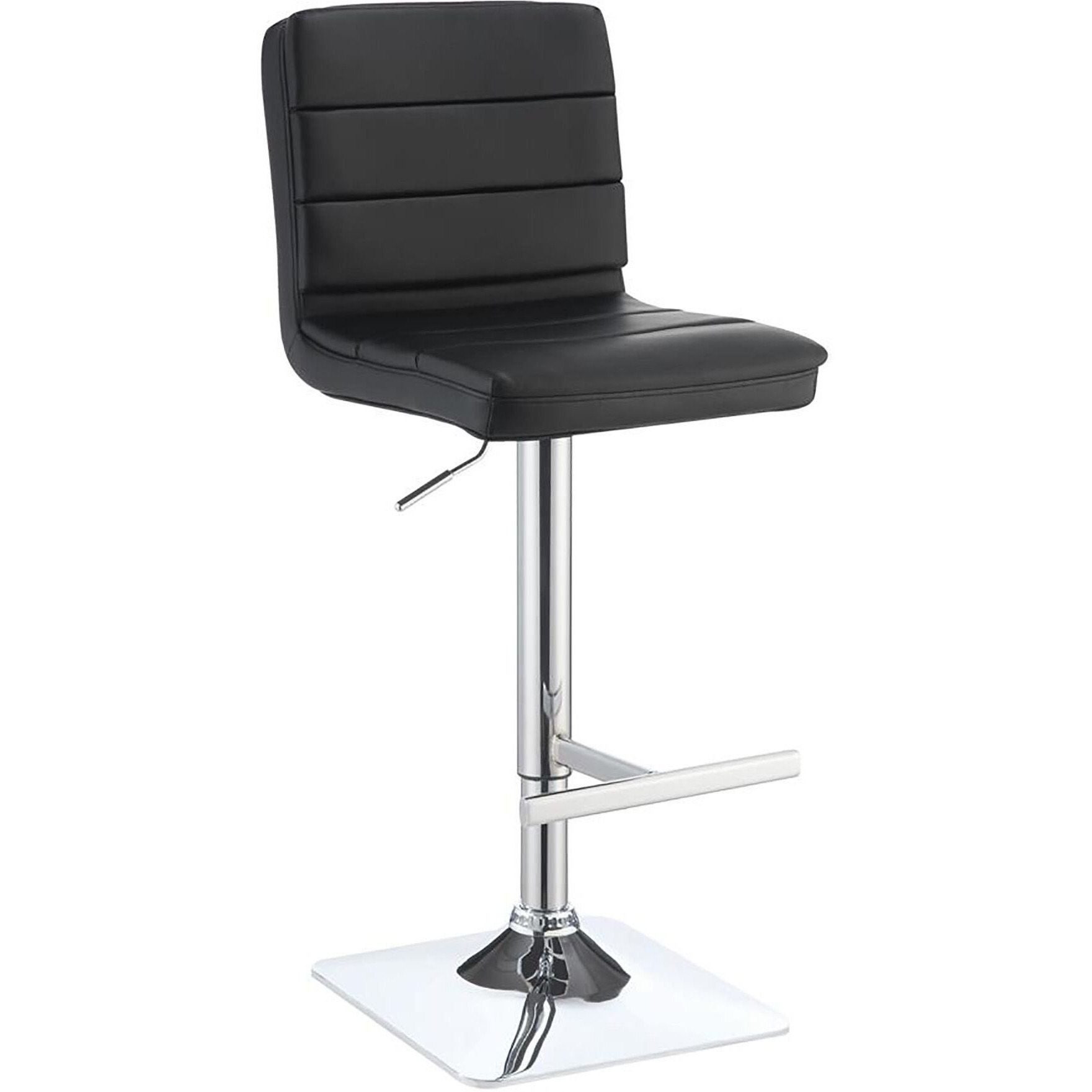 Black And Chrome Adjustable Bar Stool (Set Of 2)