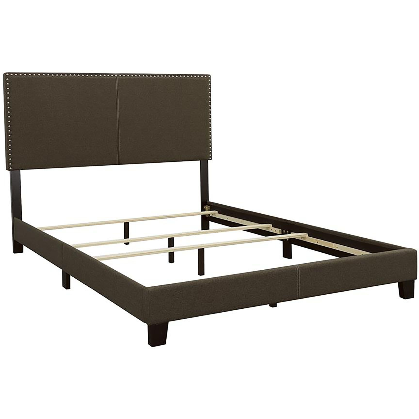 Charcoal Twin Bed With Nailhead Trim