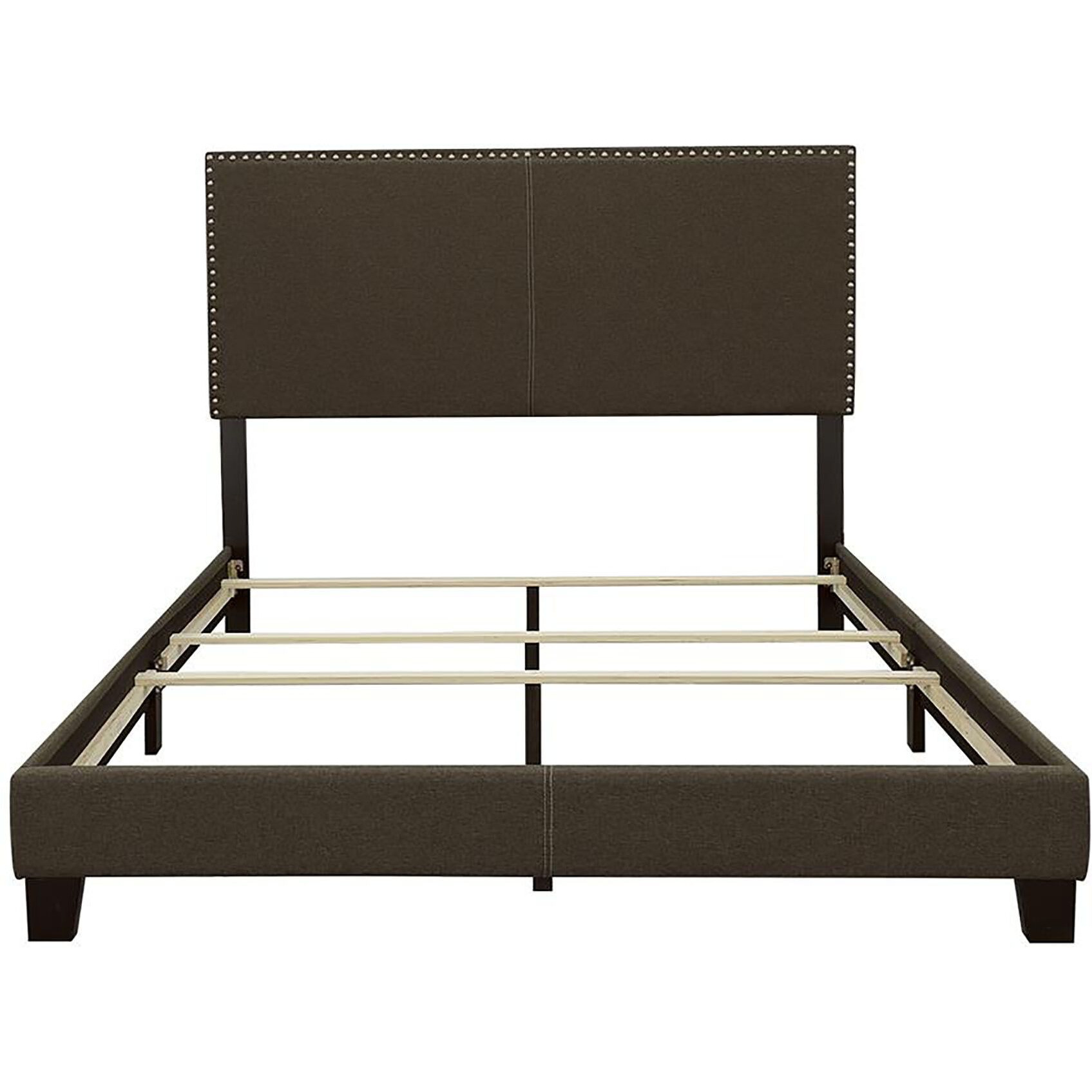 Charcoal Twin Bed With Nailhead Trim