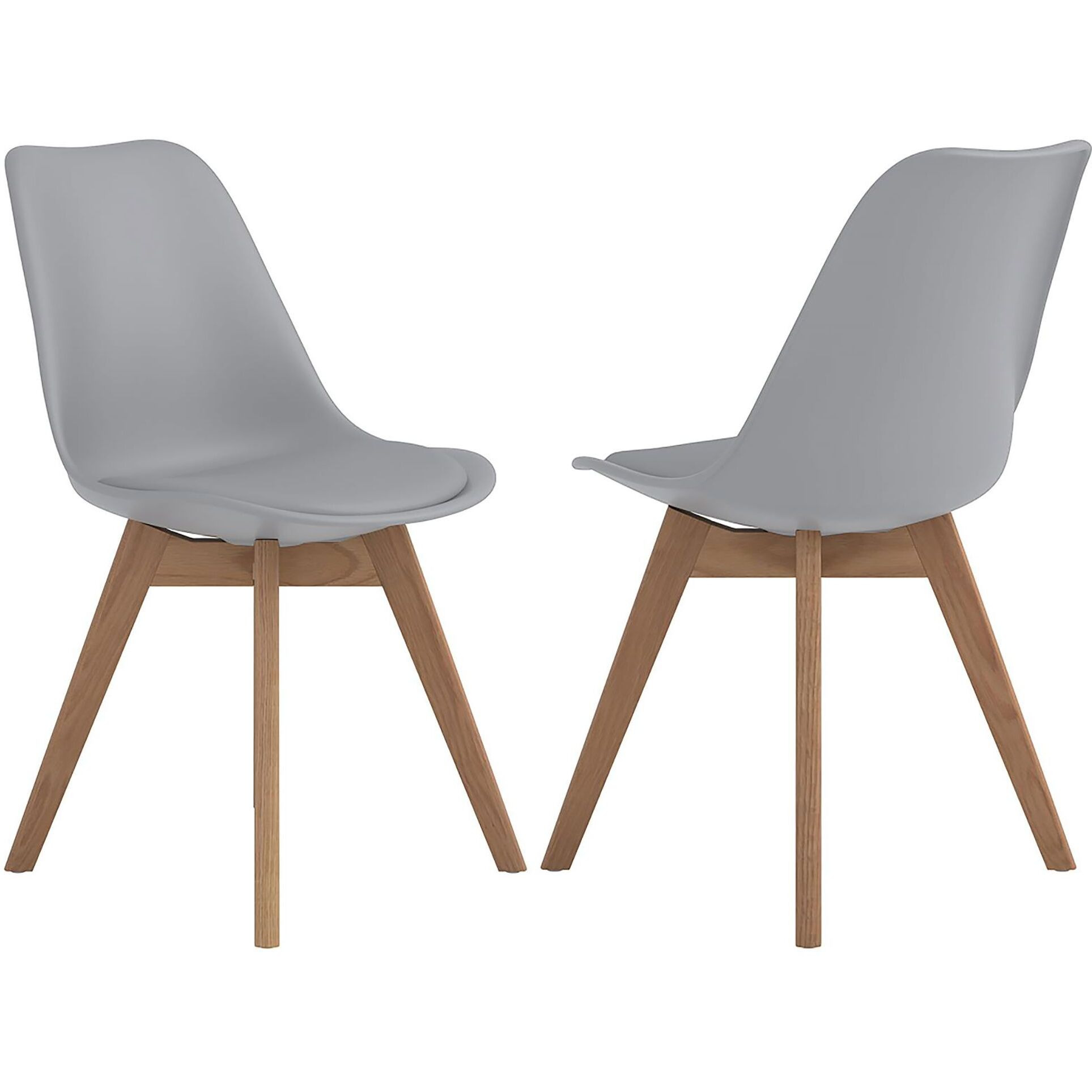 Grey And Natural Oak Padded Side Chairs (Set Of 2)