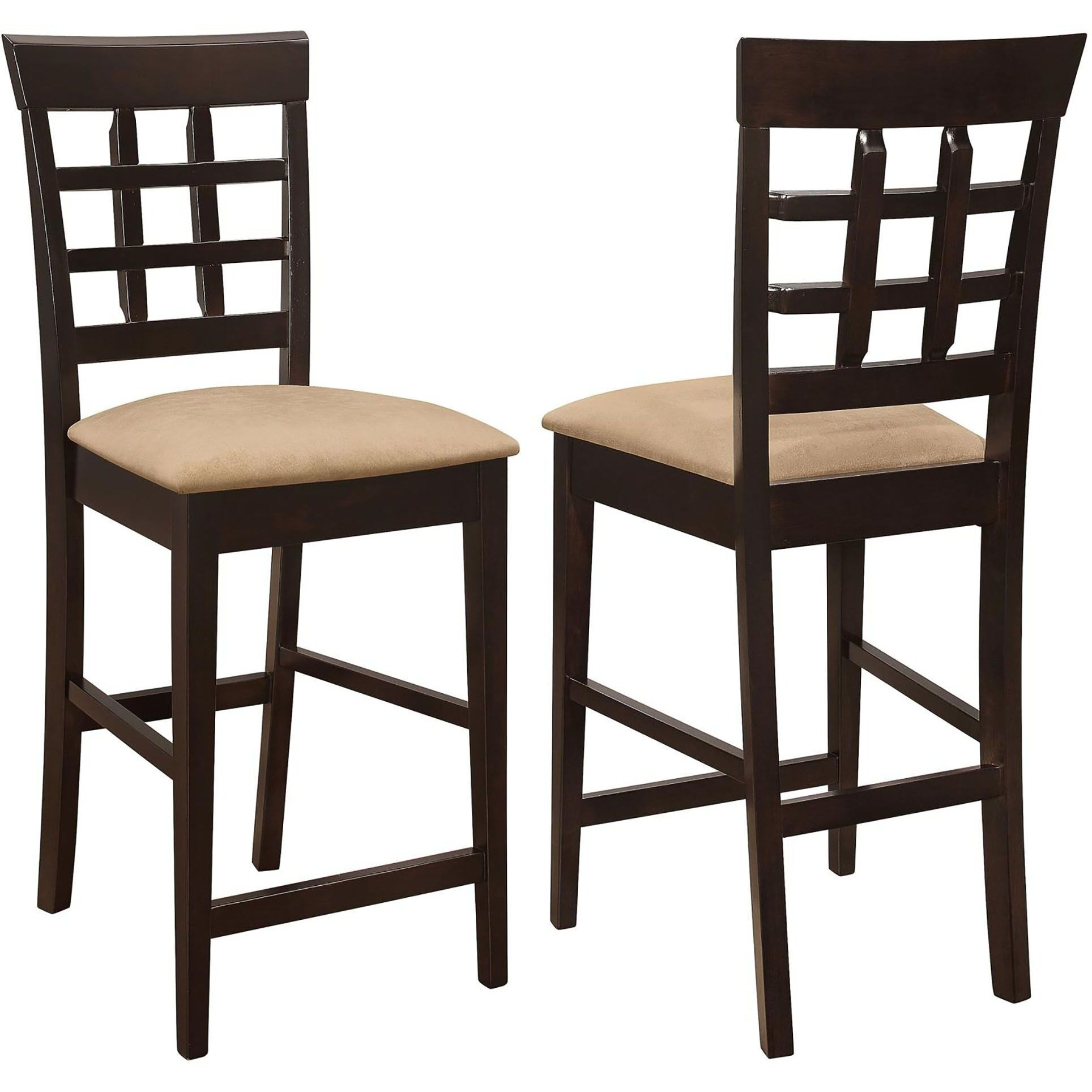 Beige And Cappuccino Upholstered Counter Height Stools (Set Of 2)