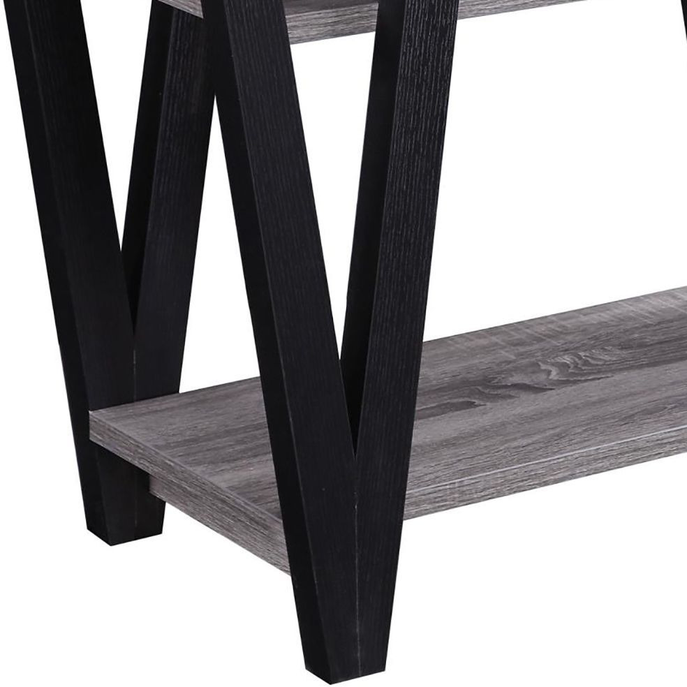 Antique Grey And Black Rectangle Sofa Table