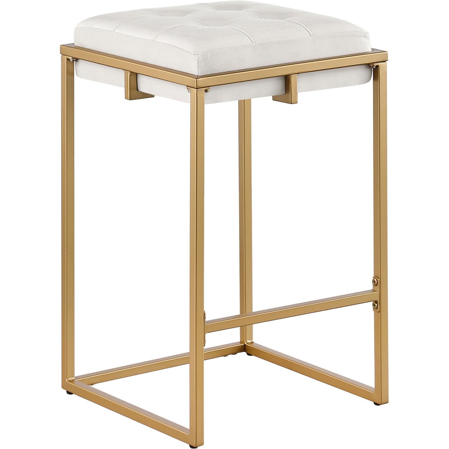 Beige And Gold Square Counter Height Stools (Set Of 2)