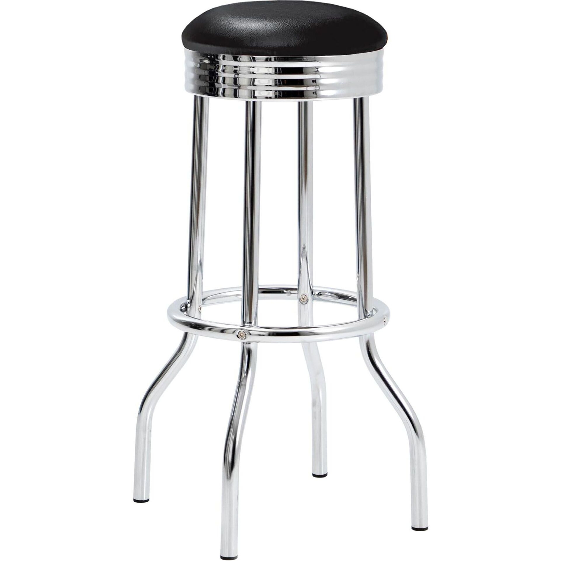 Black And Chrome Bar Height Stool (Set Of 2)