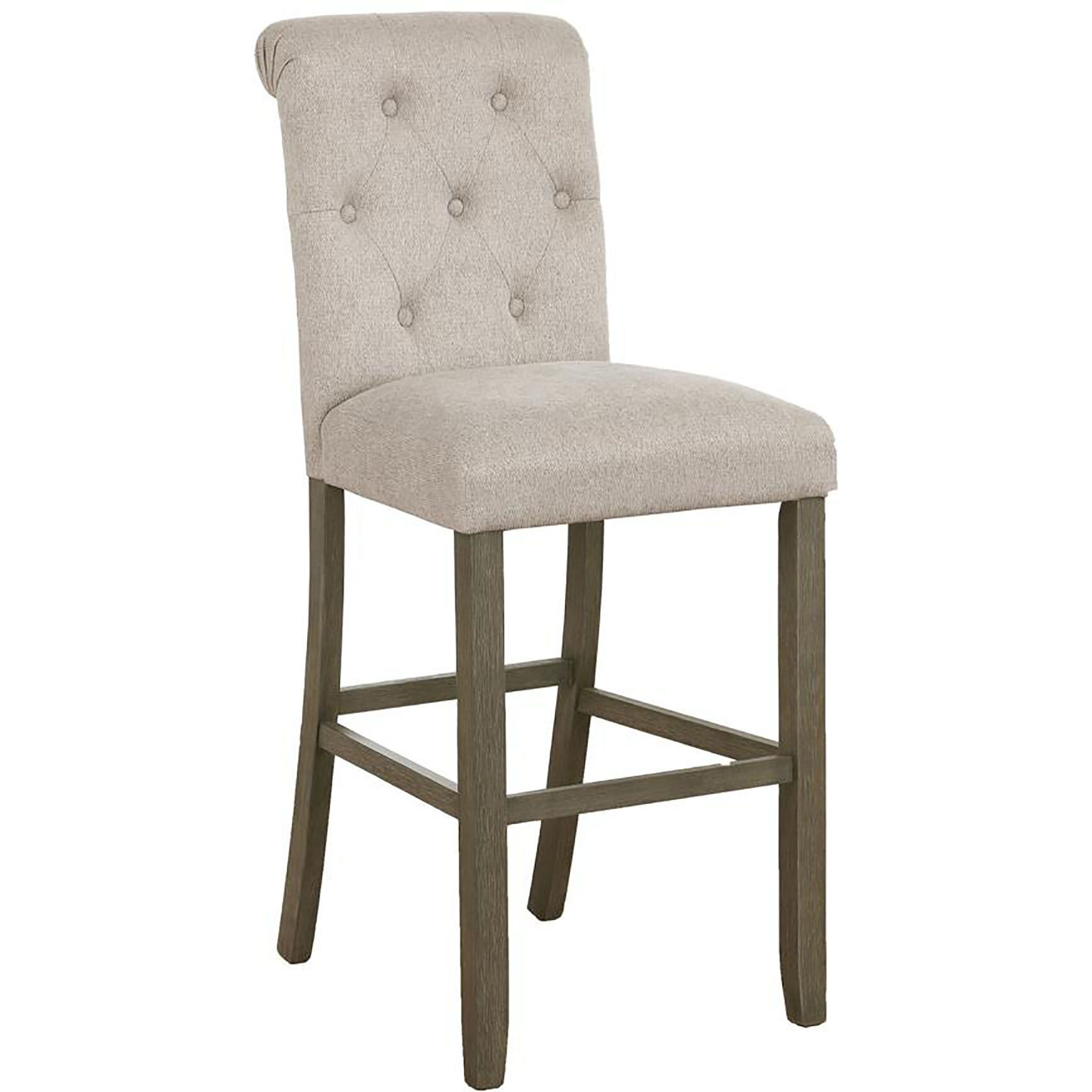 Beige And Rustic Brown Tufted Back Bar Stool (Set Of 2)