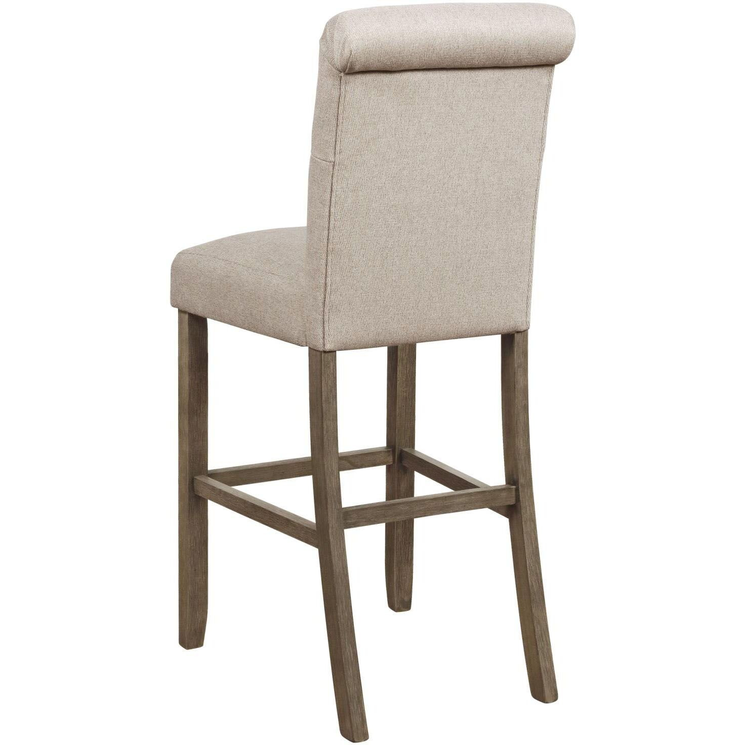 Beige And Rustic Brown Tufted Back Bar Stool (Set Of 2)