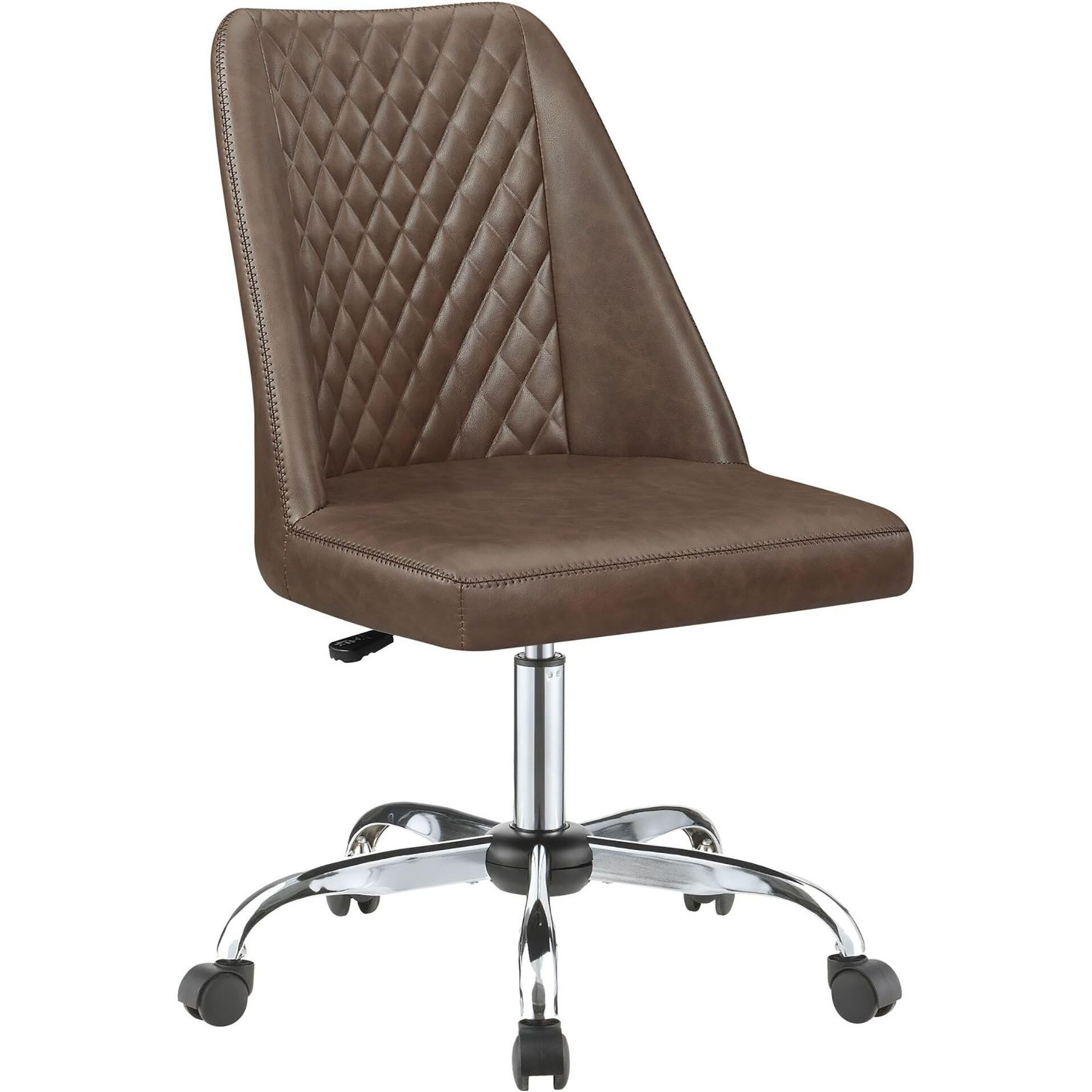 Brown And Chrome Adjustable Desk Chair