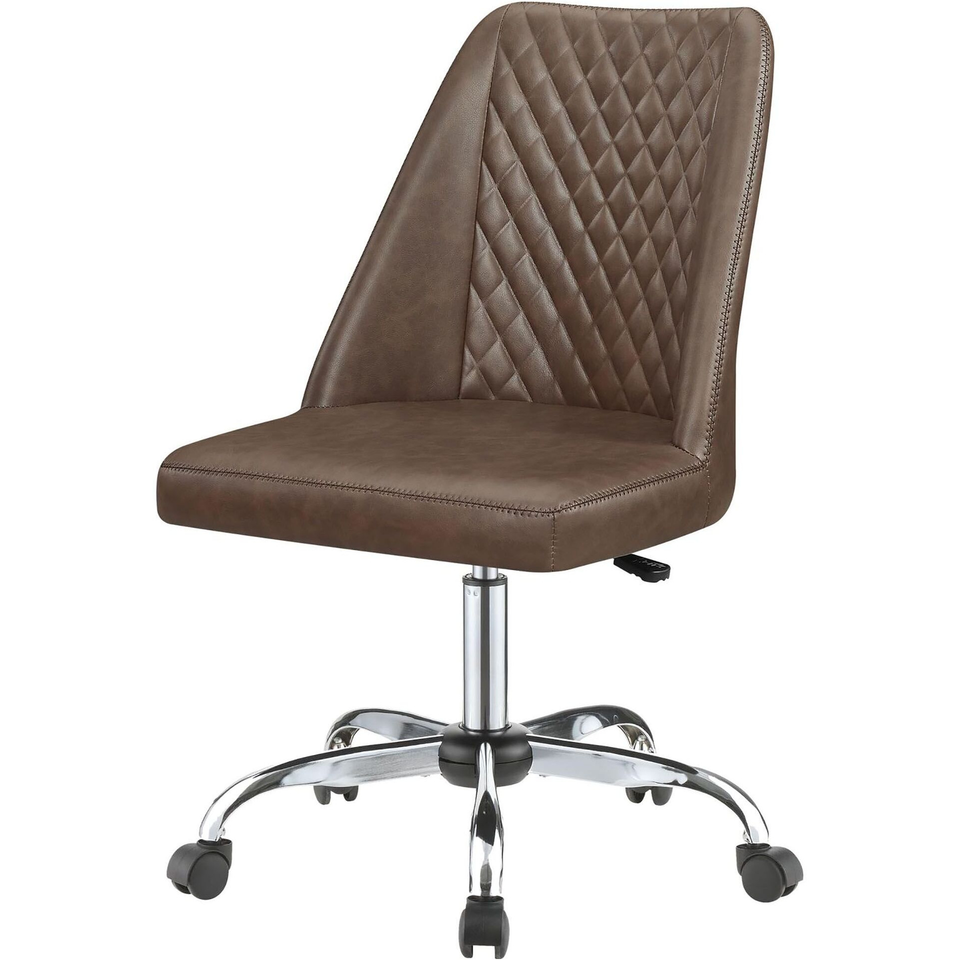 Brown And Chrome Adjustable Desk Chair