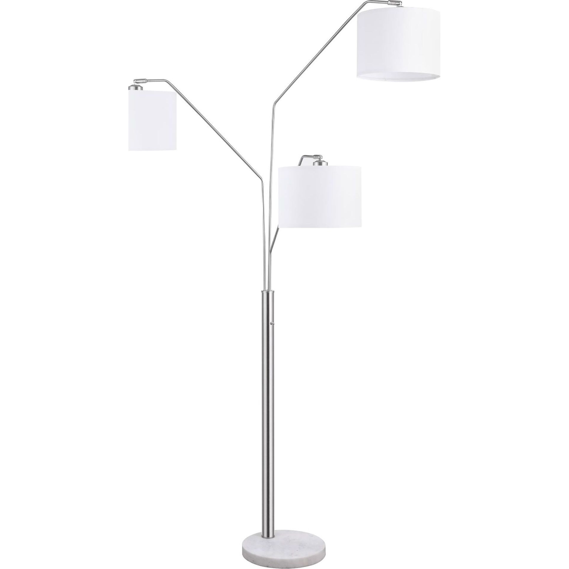 White And Stain Nickel Trio Drum Shade Floor Lamp