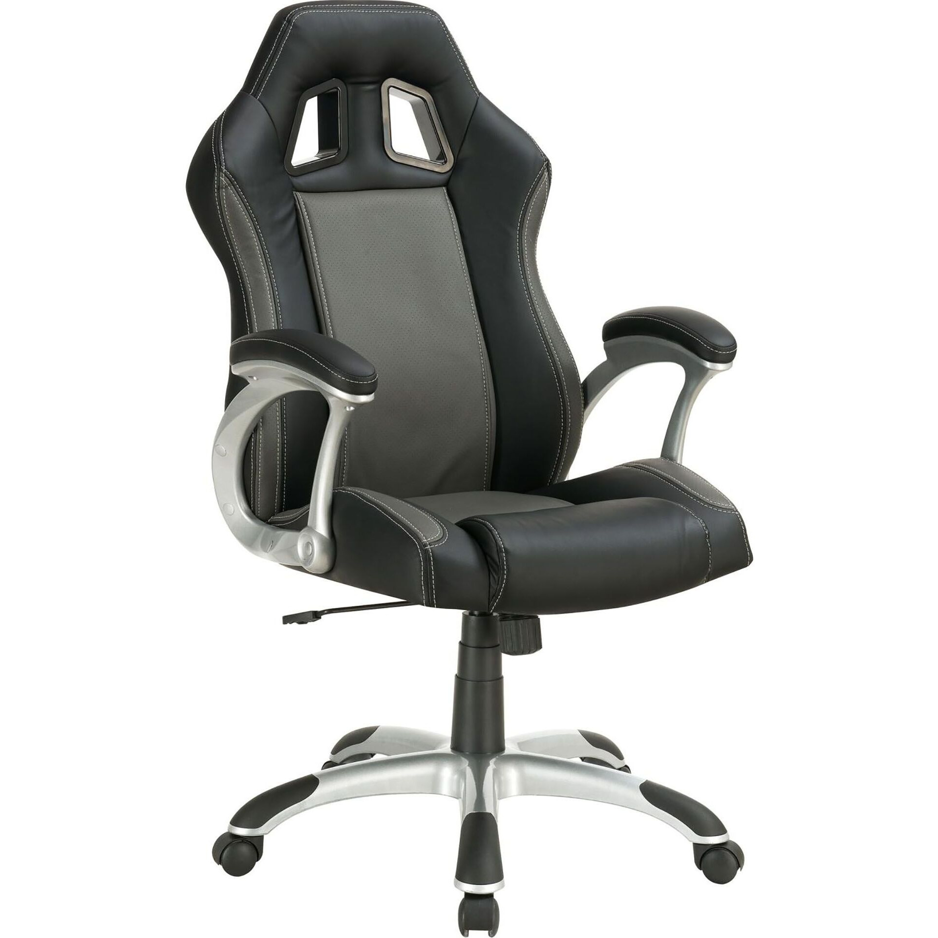 Black And Grey Swivel Office Chair With Casters