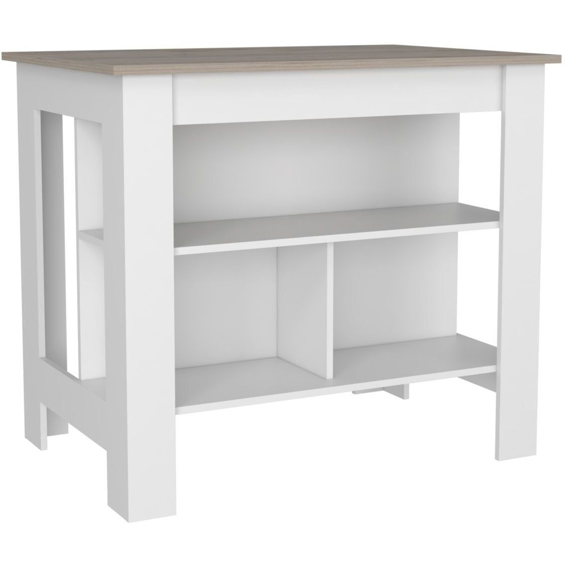 Depot E-Shop Antibacterial Delos Kitchen Island   White / Light Gray