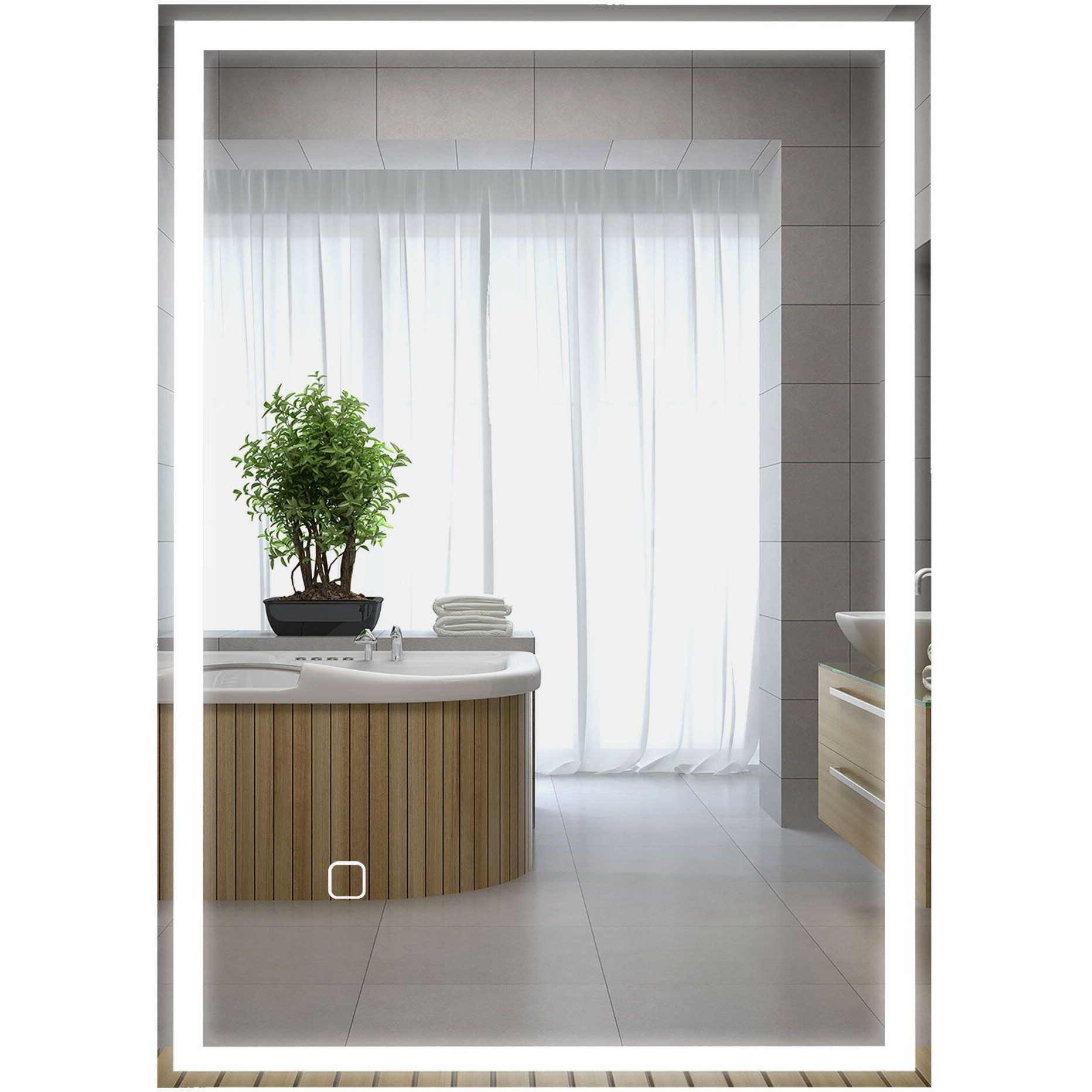 Homcom Dimmable Bathroom Mirror With Led Lights  3 Colors & Defogging