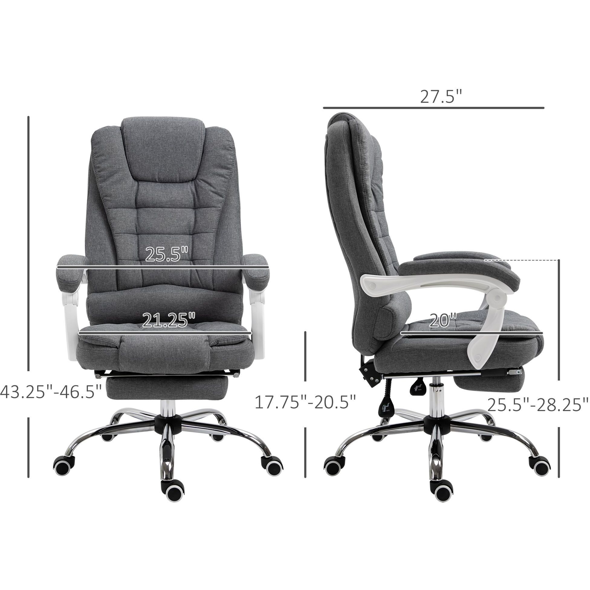 Vinsetto Executive Office Chair With Footrest  Linen-Fabric Computer Chair