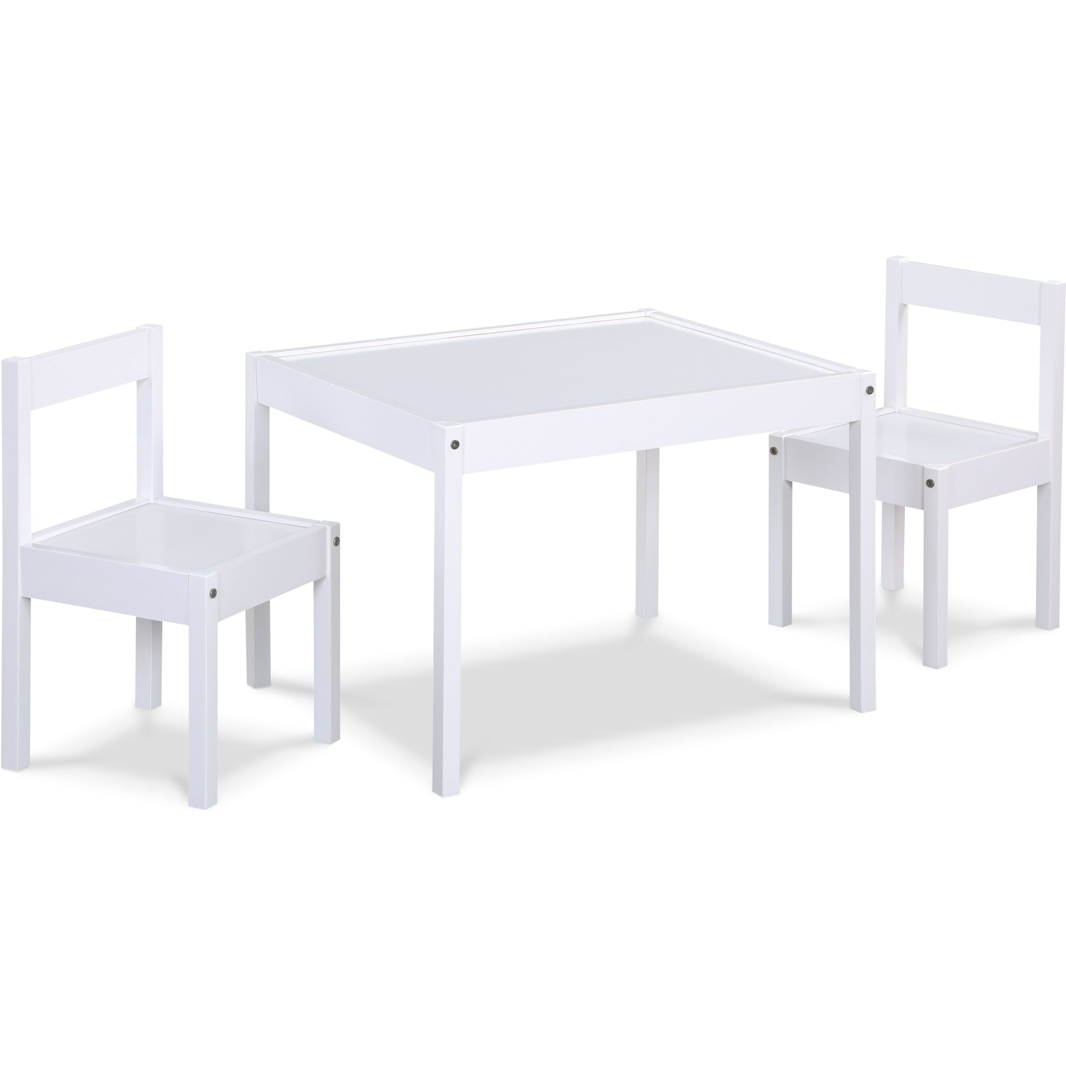 Della 3-Piece Solid Wood Kids Table & Two Chair Set  White