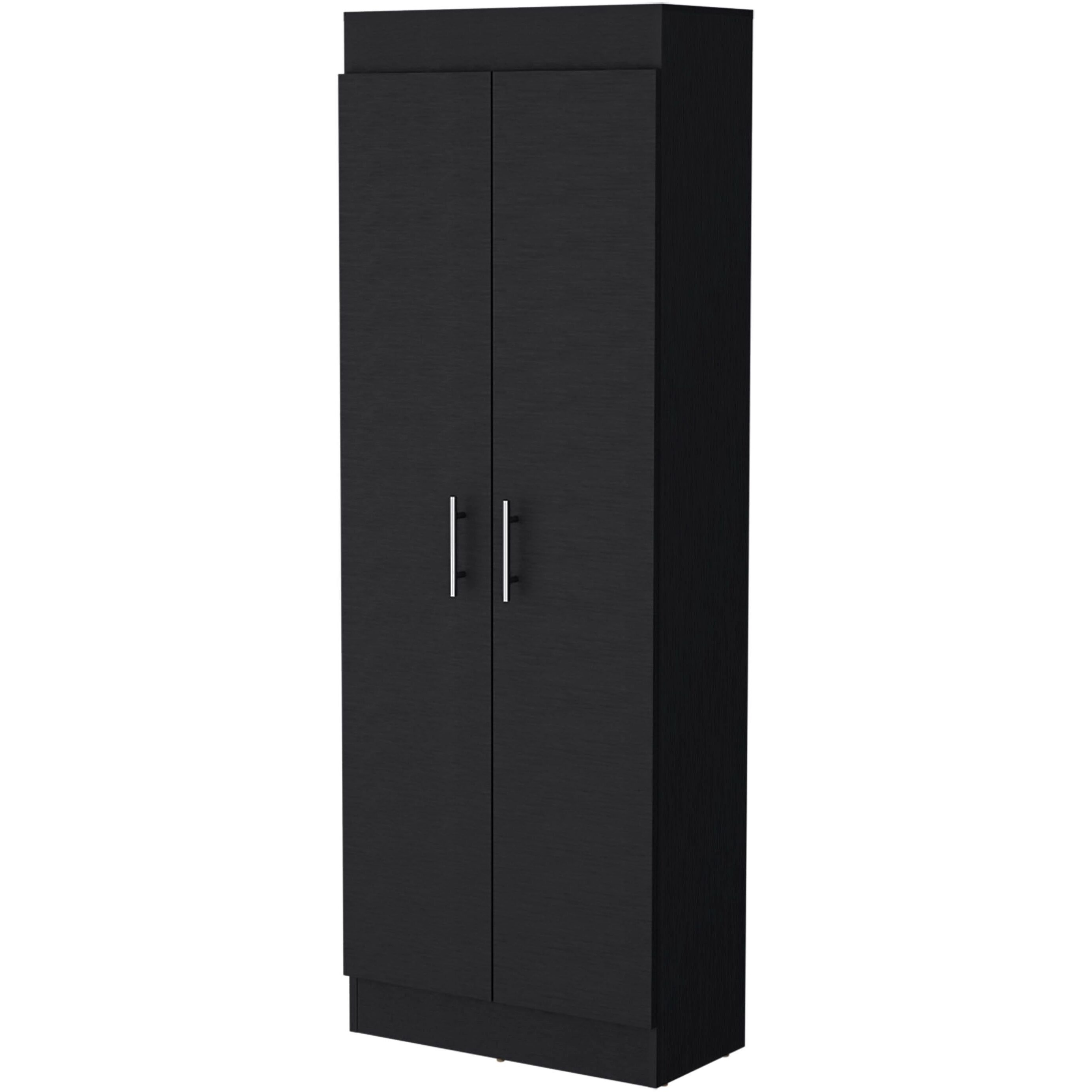 Black 5-Shelf Storage Pantry Cabinet