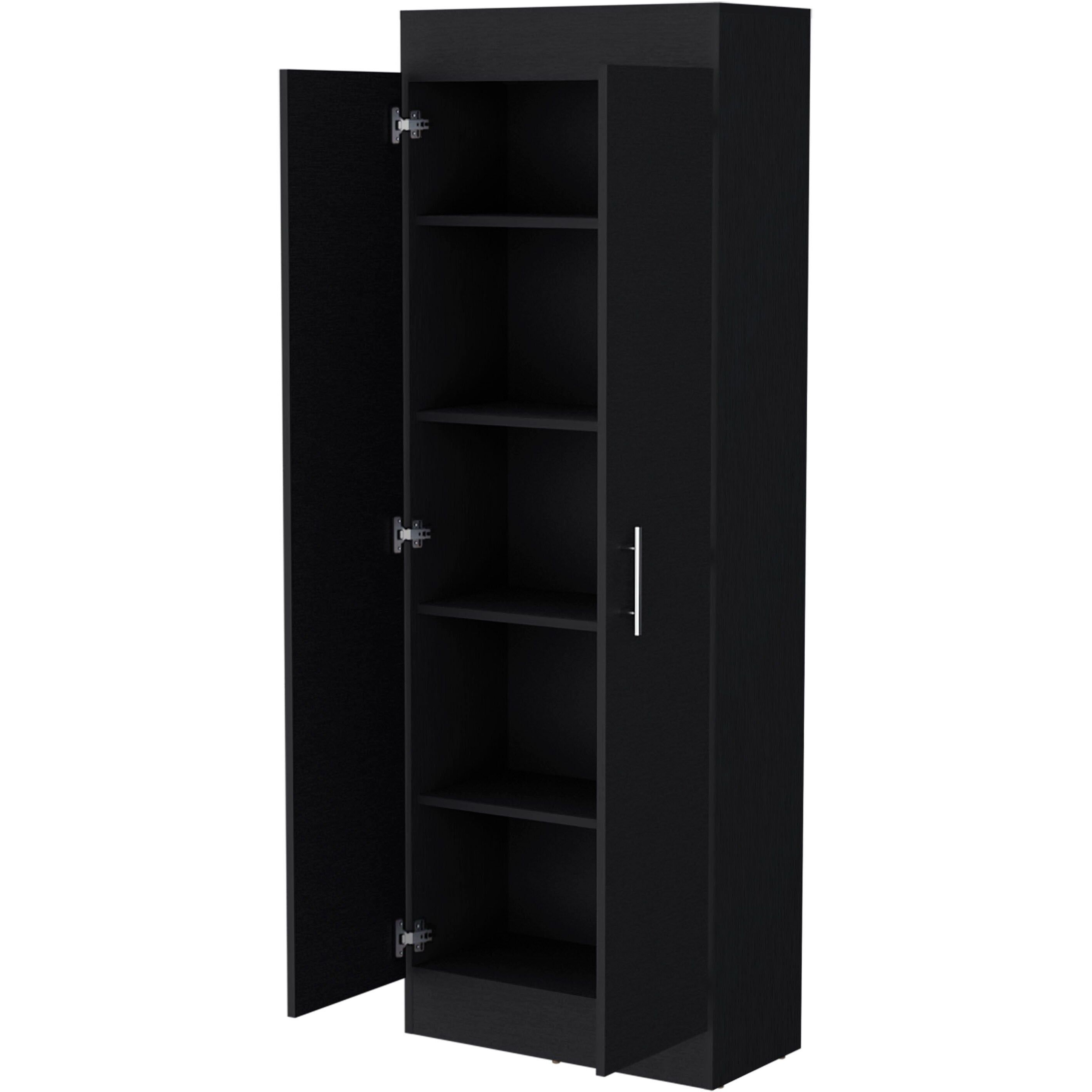 Black 5-Shelf Storage Pantry Cabinet