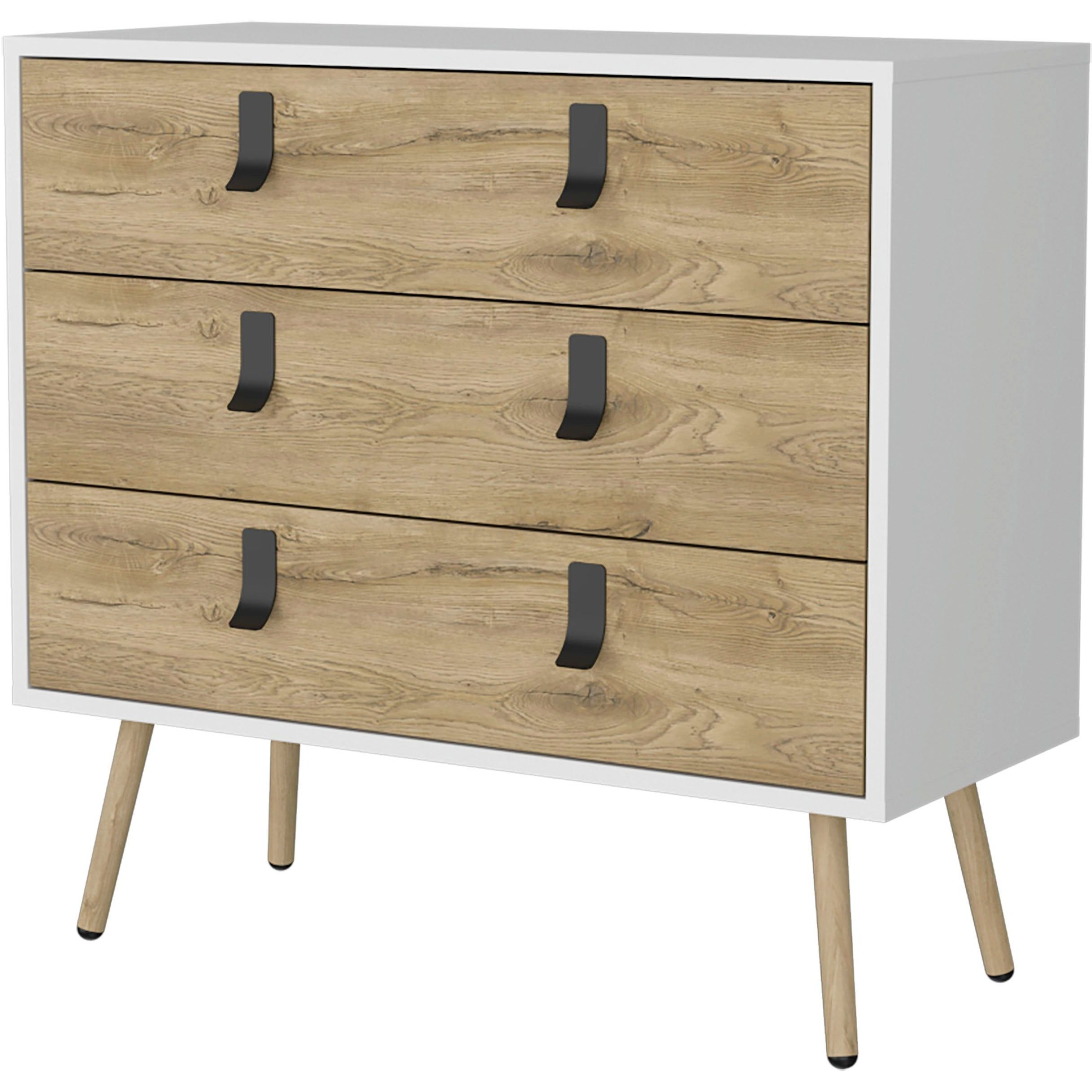 White And Macadamia 3-Drawer Dresser